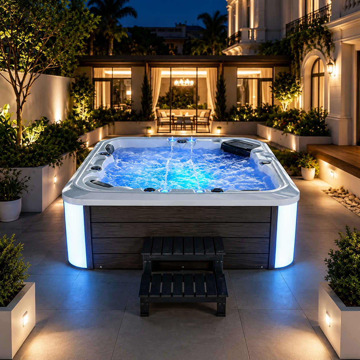 Luxurious Modern Spa Bathtub with Air & Whirlpool Massage Acrylic Freestanding Heated Soaking Tub