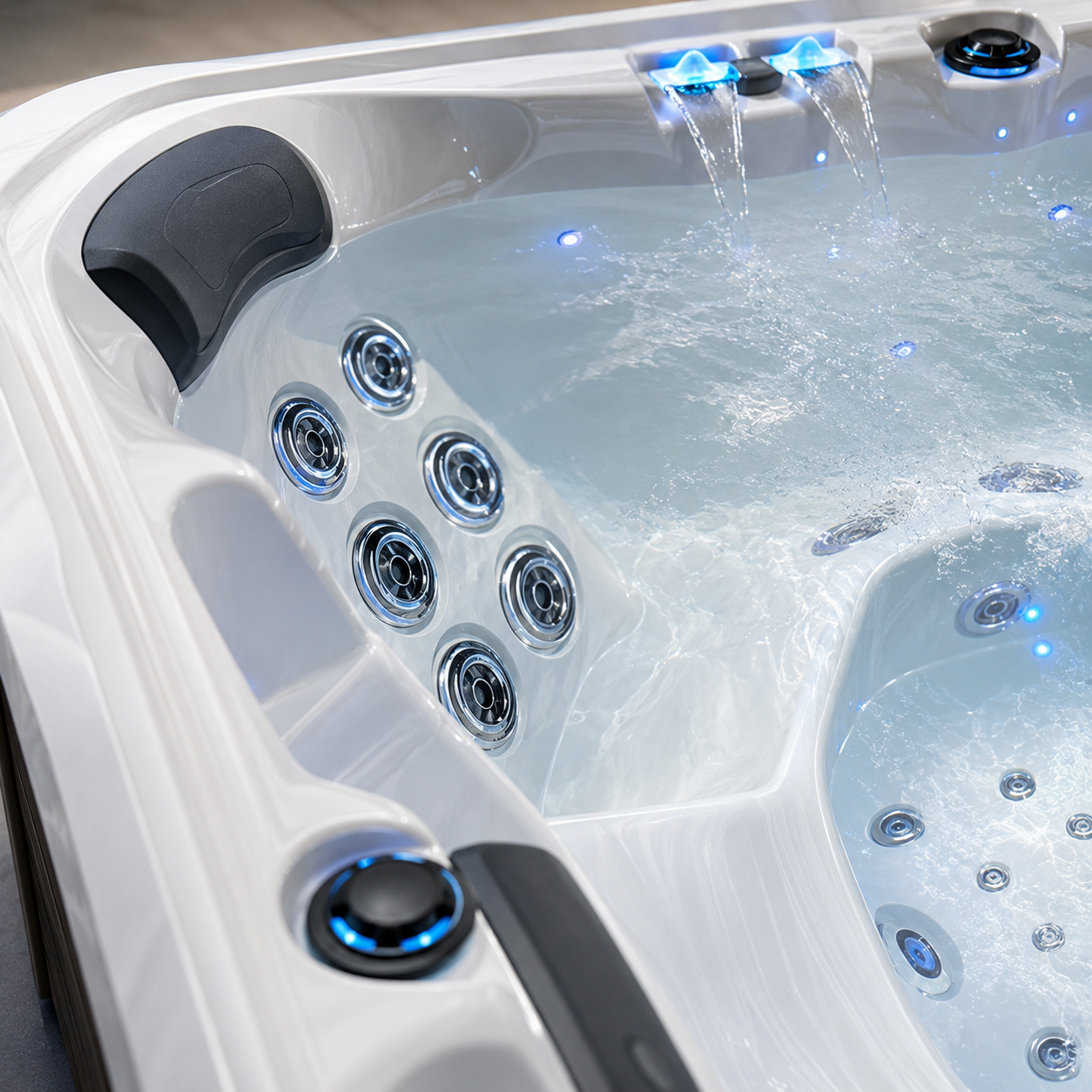 Luxurious Modern Spa Bathtub with Air & Whirlpool Massage Acrylic Freestanding Heated Soaking Tub view 05