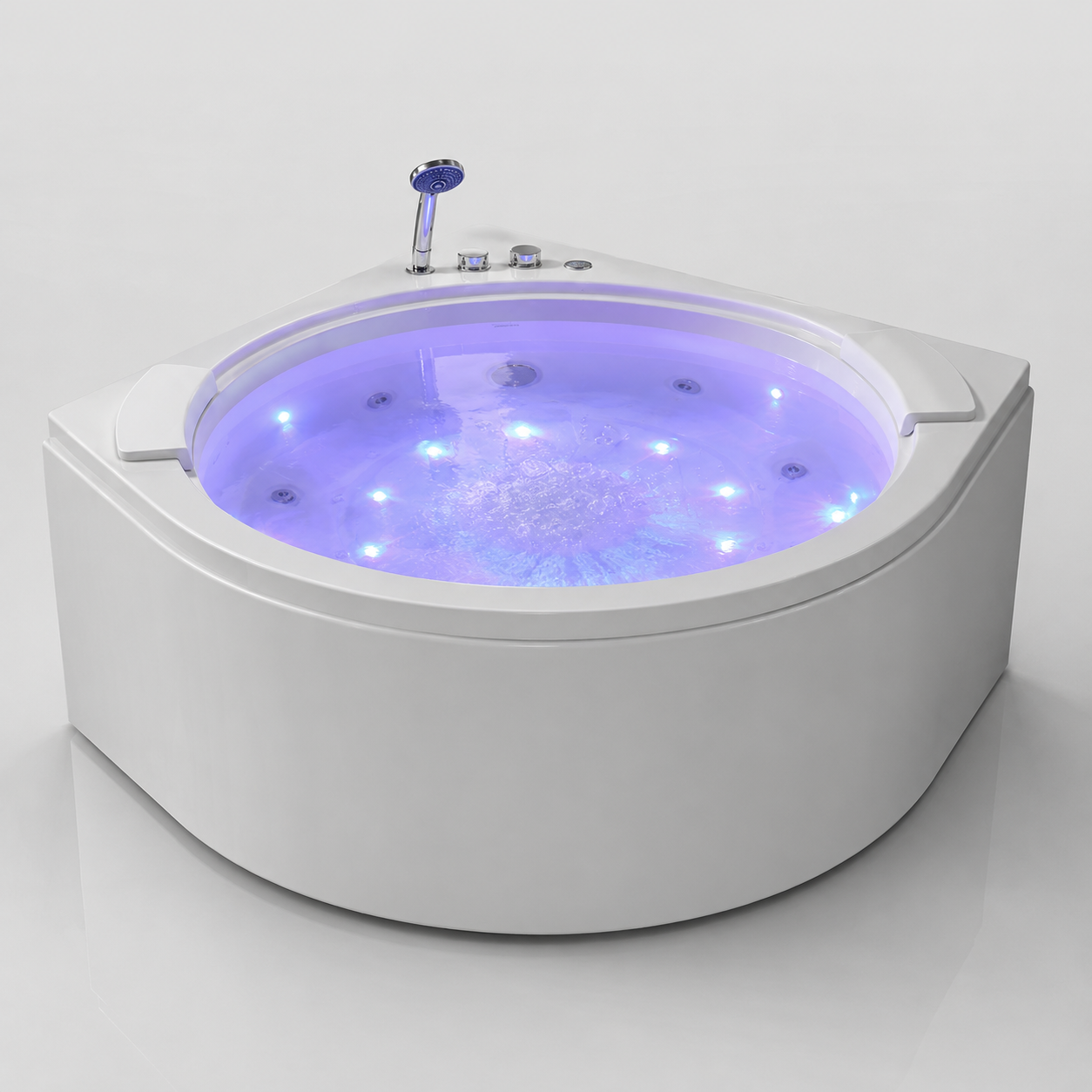 Luxury Acrylic Freestanding Hydromassage SPA Bathtub with LED & Waterfall view 04