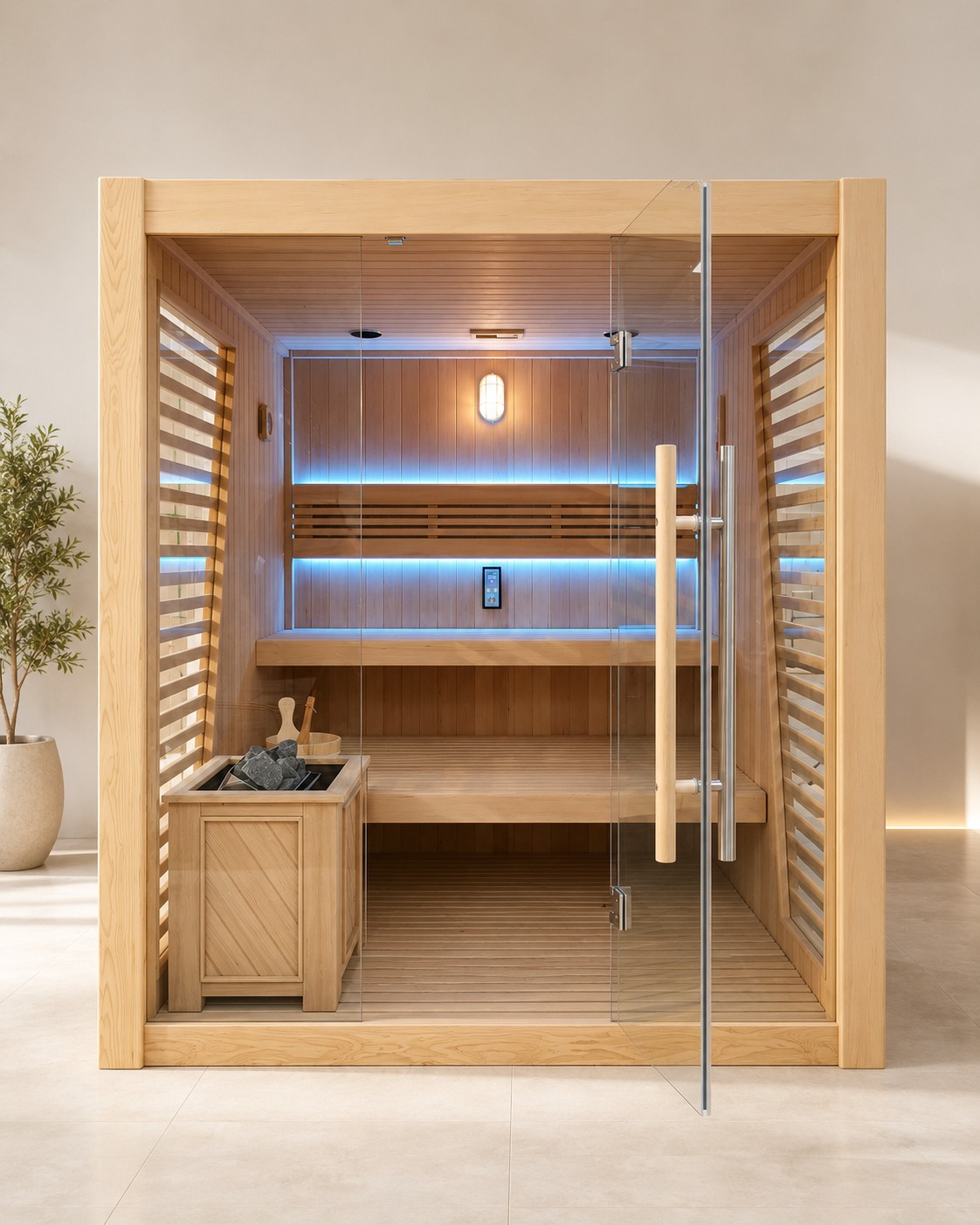 Luxury Hemlock Wood Sauna Traditional 6 People Sauna Room