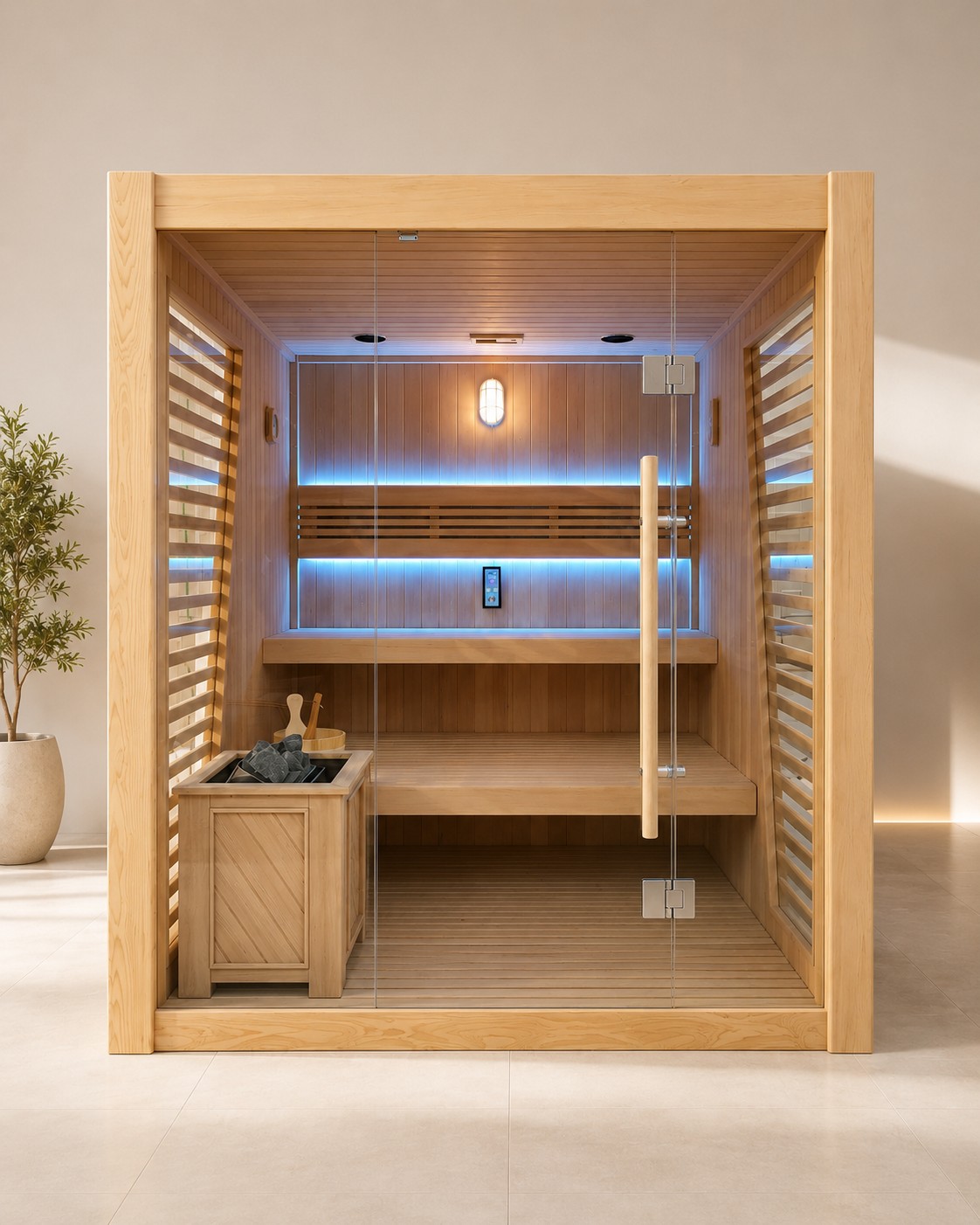 Luxury Hemlock Wood Sauna Traditional 6 People Sauna Room view 02