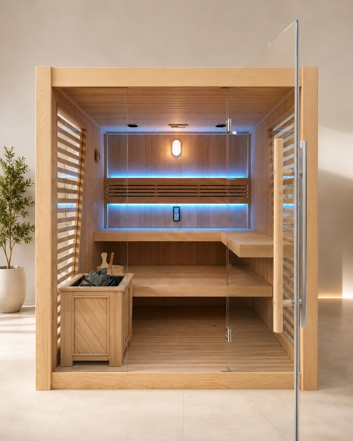 Luxury Hemlock Wood Sauna Traditional 6 People Sauna Room view 04