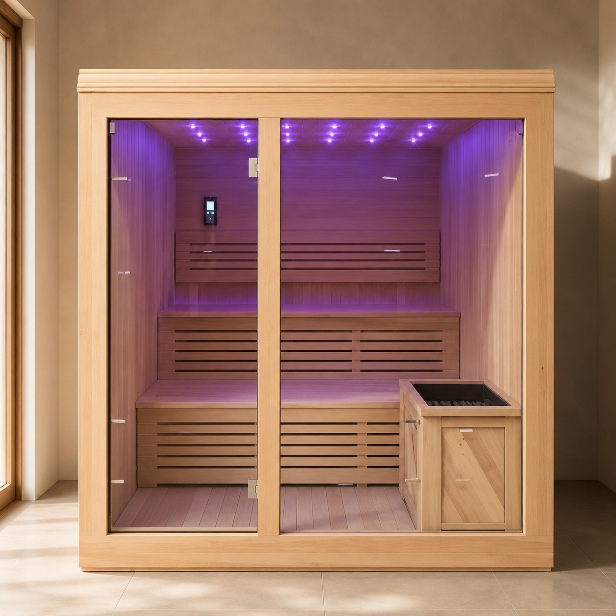 Luxury Solid Durable Wooden Sauna Cabin Cube Outdoor Sauna Steam Room Infrared Sauna Outdoor
