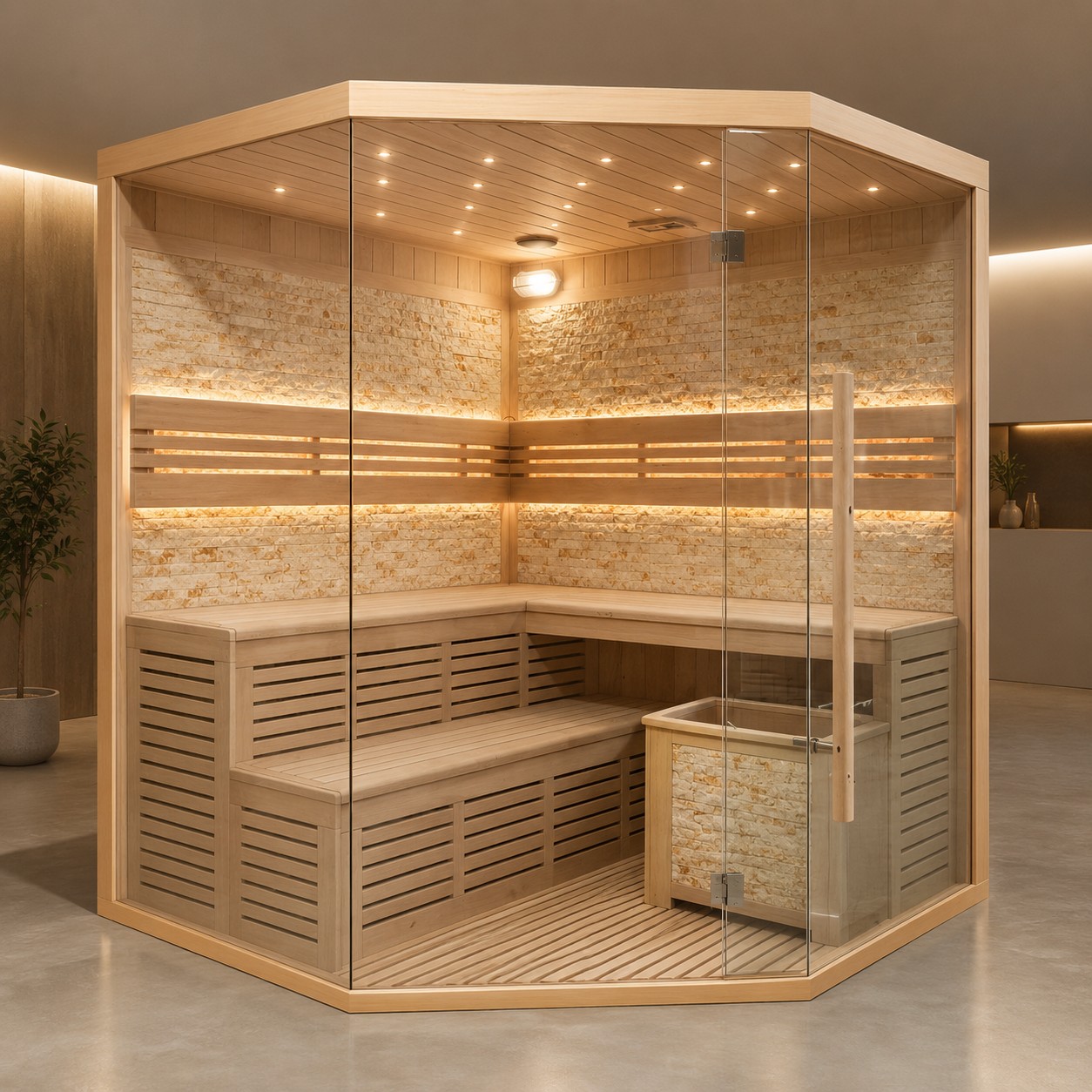 Luxury Traditional 3-4Person Salt Dry Sauna Commercial