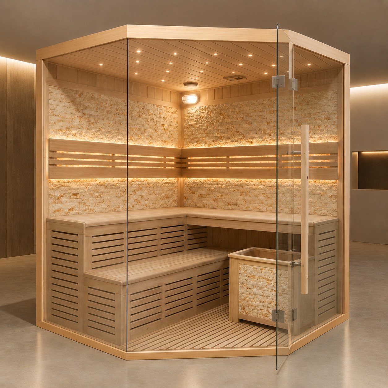 Luxury Traditional 3-4Person Salt Dry Sauna Commercial view 02