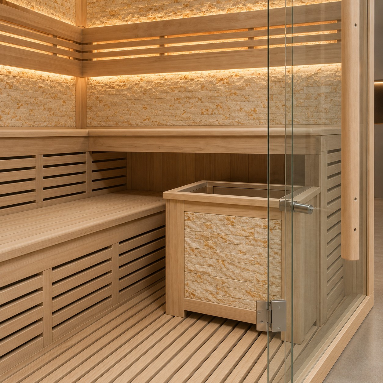Luxury Traditional 3-4Person Salt Dry Sauna Commercial view 05