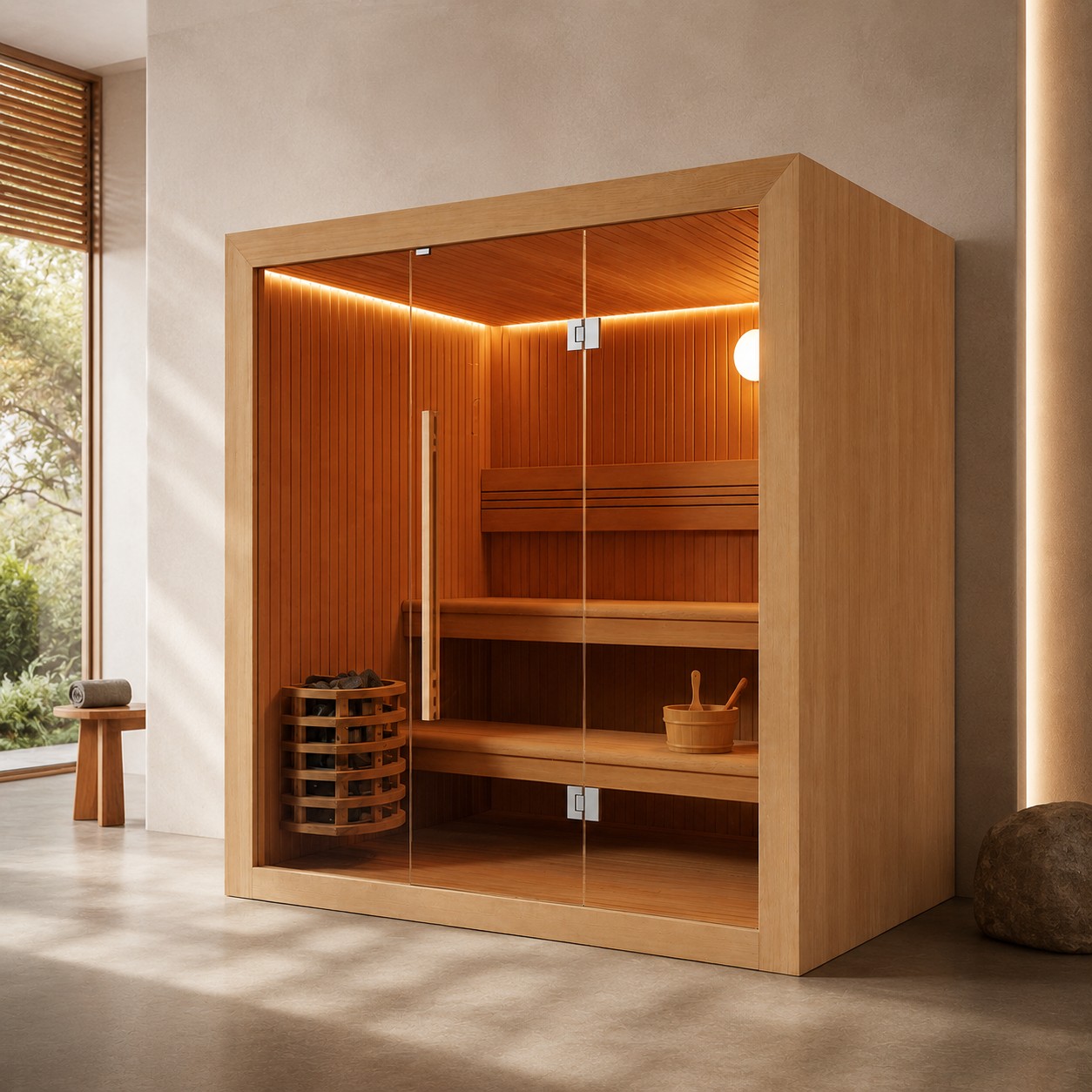 Luxury Traditional Sauna Room, Wooden Steam Sauna Room view 02