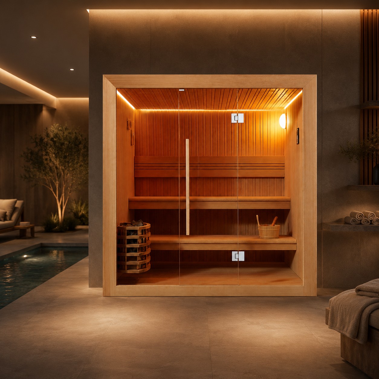 Luxury Traditional Sauna Room, Wooden Steam Sauna Room view 03
