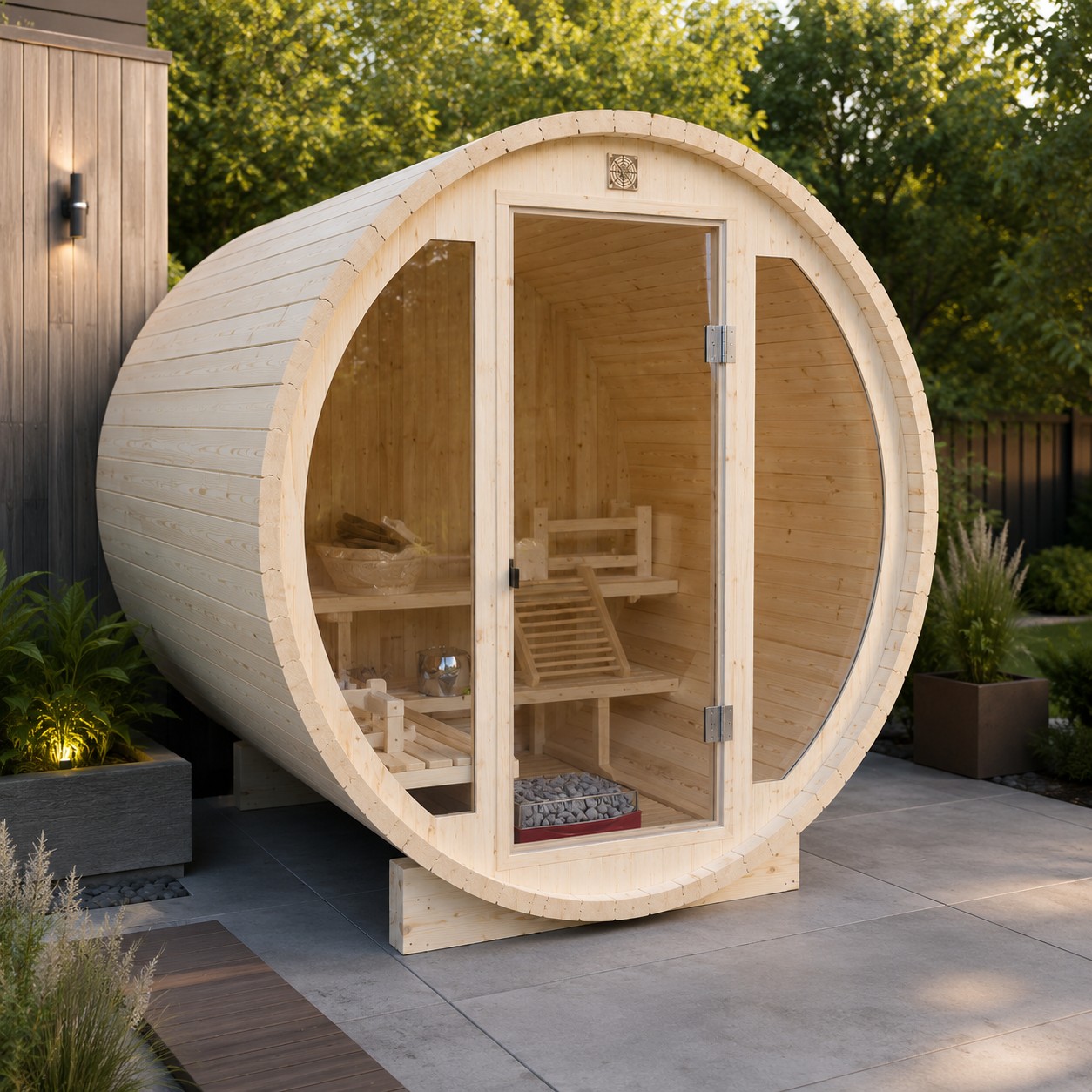 6 Person Outdoor Infrared Barrel Sauna view 02