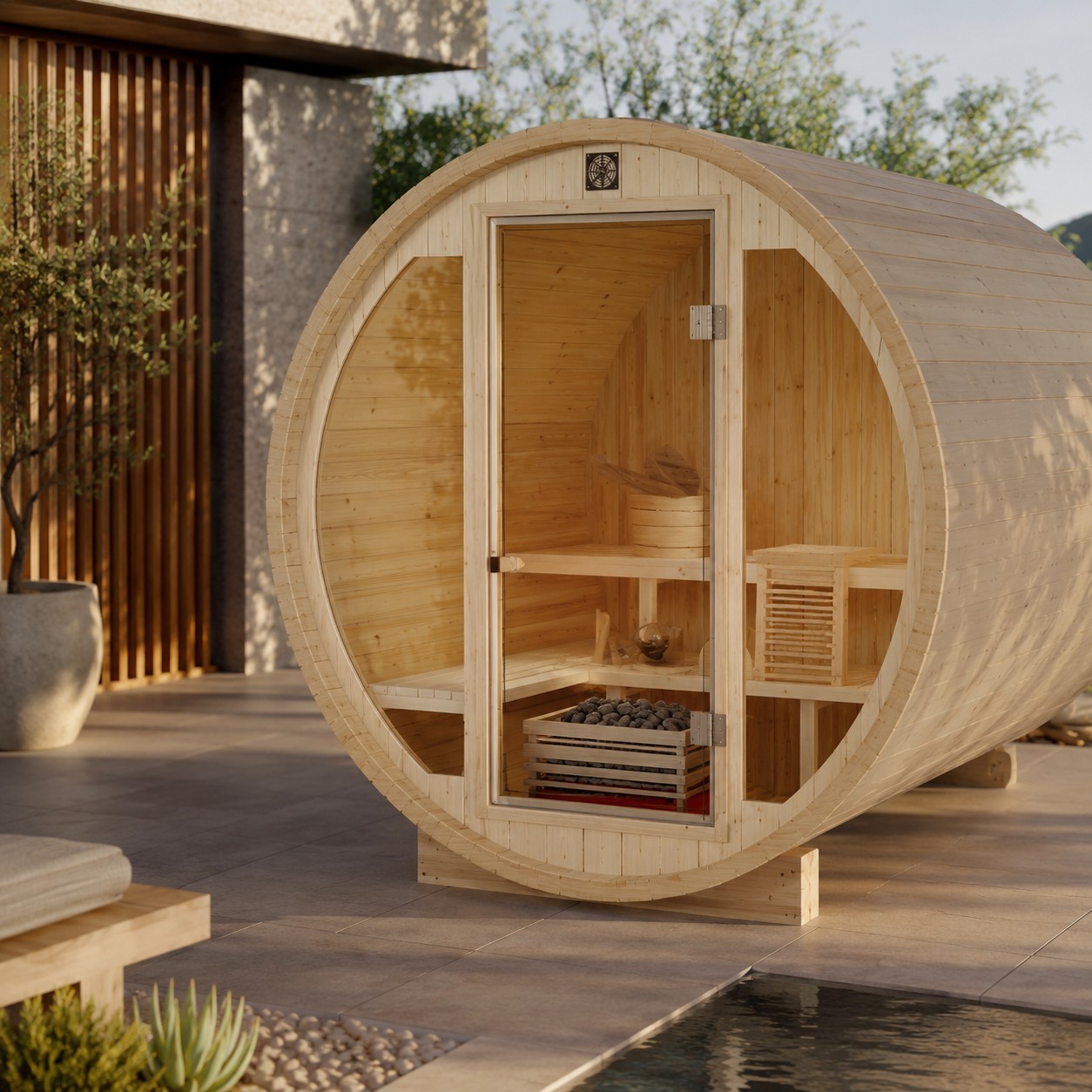6 Person Outdoor Infrared Barrel Sauna view 03