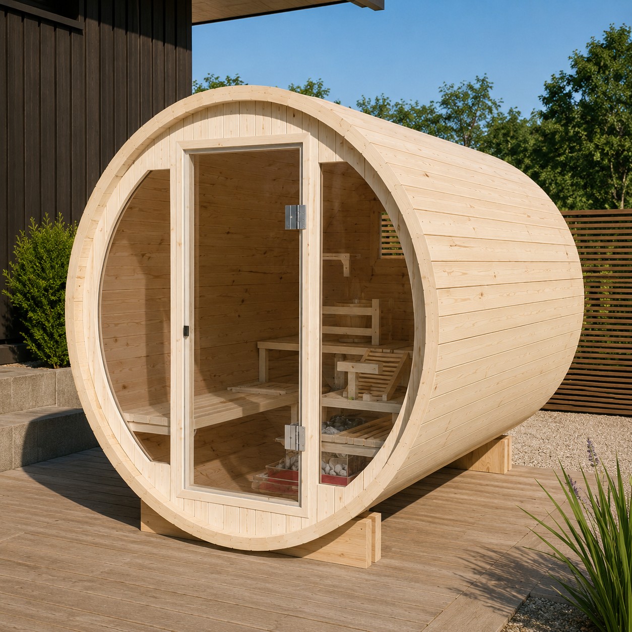 6 Person Outdoor Infrared Barrel Sauna view 04