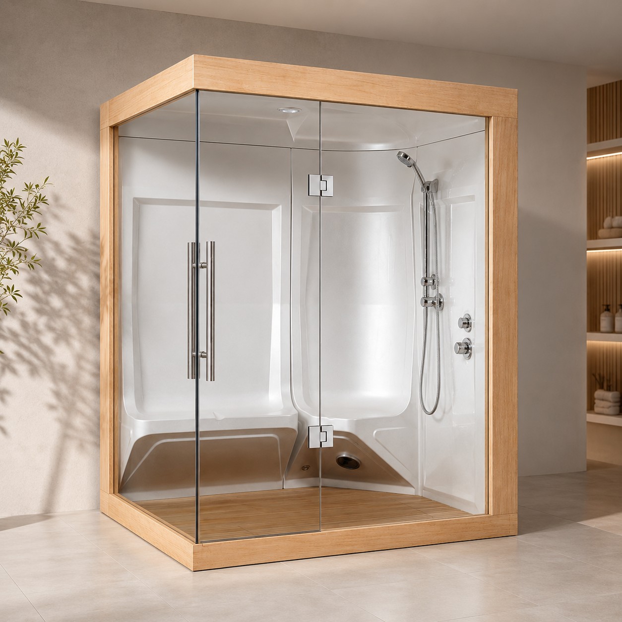Modern Outdoor and Indoor Bathroom Steam Cabinet Sauna Room Shower view 04