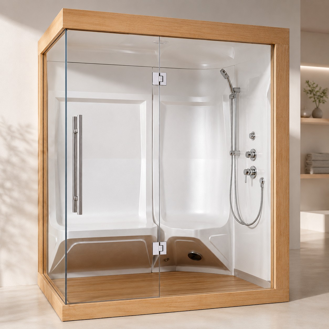 Modern Outdoor and Indoor Bathroom Steam Cabinet Sauna Room Shower view 05