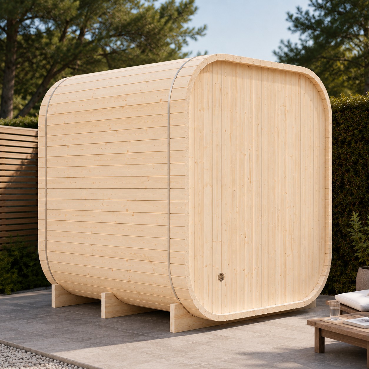 New Design Canadian Red Cedar Cube Outdoor Traditional Wood Fired Sauna Roo view 03