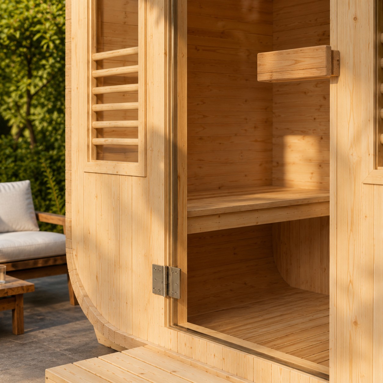 New Design Canadian Red Cedar Cube Outdoor Traditional Wood Fired Sauna Roo view 06
