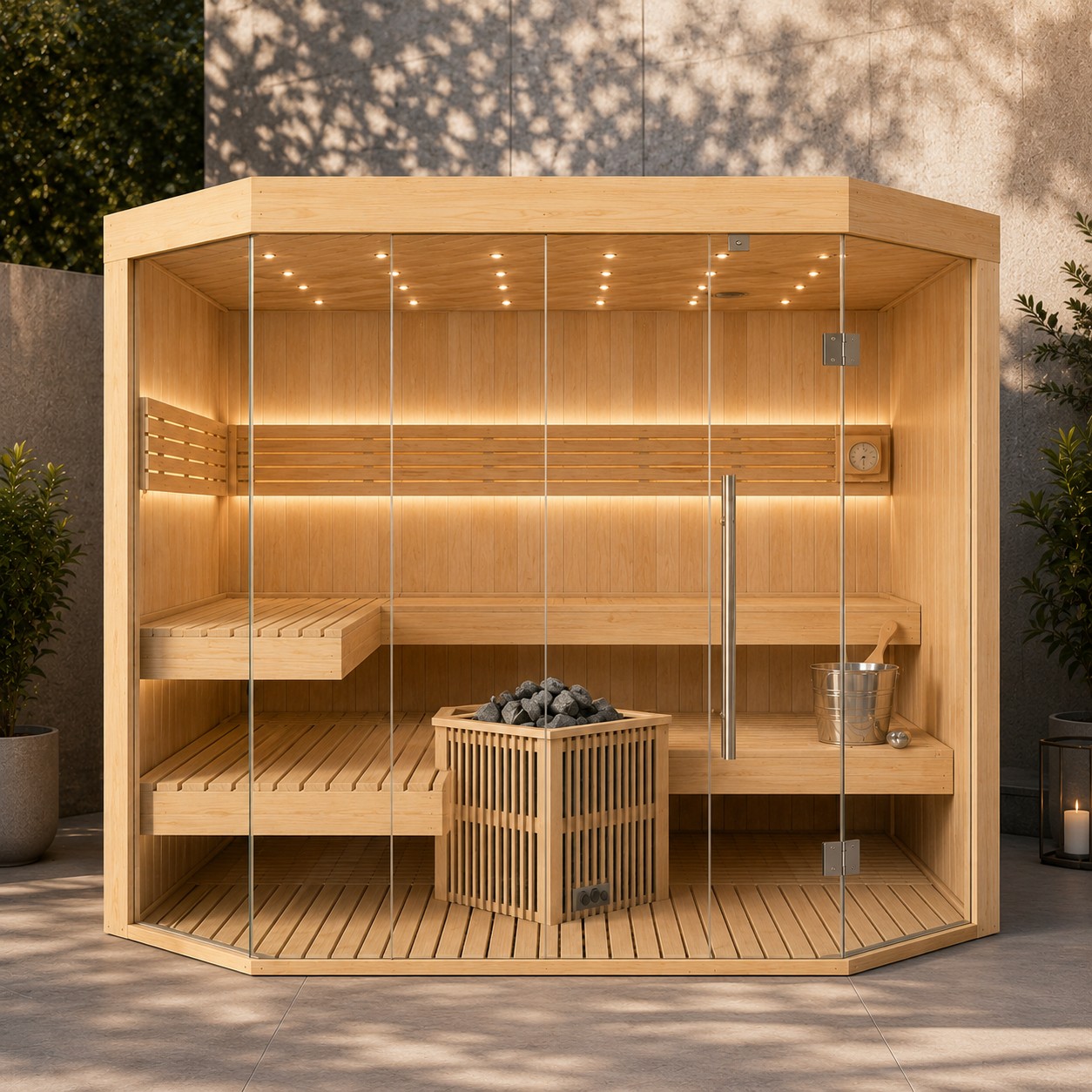 New Design Outdoor 3-4 Person Prefabricated Sauna Room voir détails 02