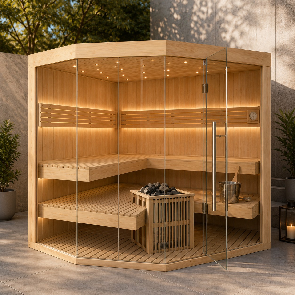 New Design Outdoor 3-4 Person Prefabricated Sauna Room voir détails 03