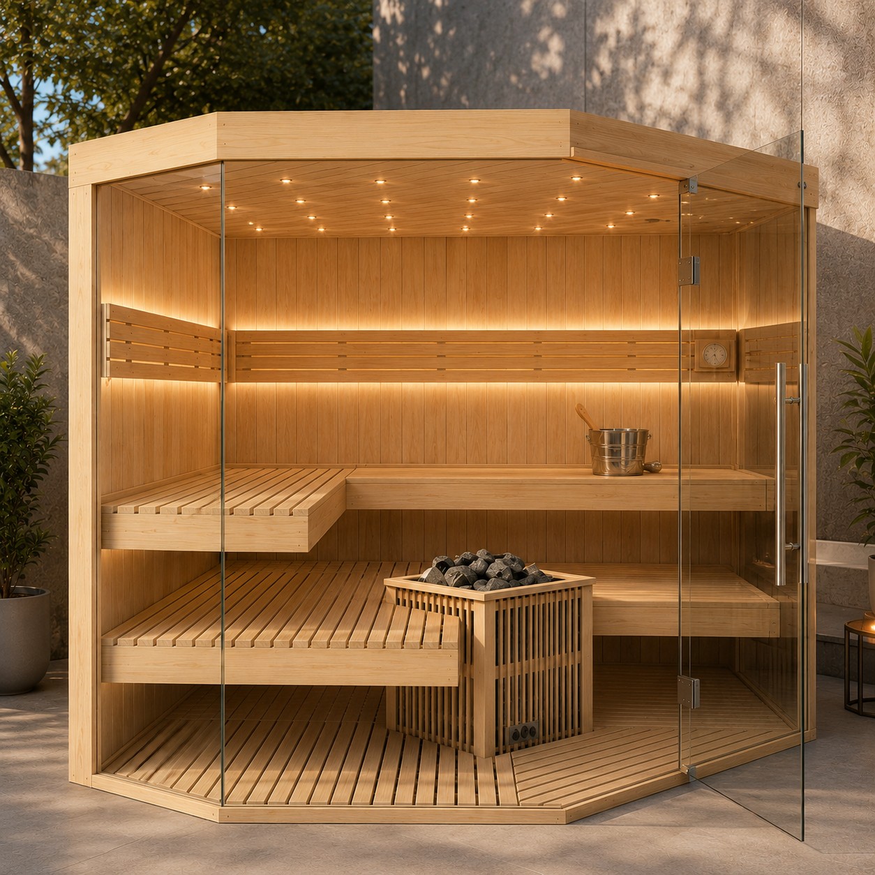 New Design Outdoor 3-4 Person Prefabricated Sauna Room voir détails 04