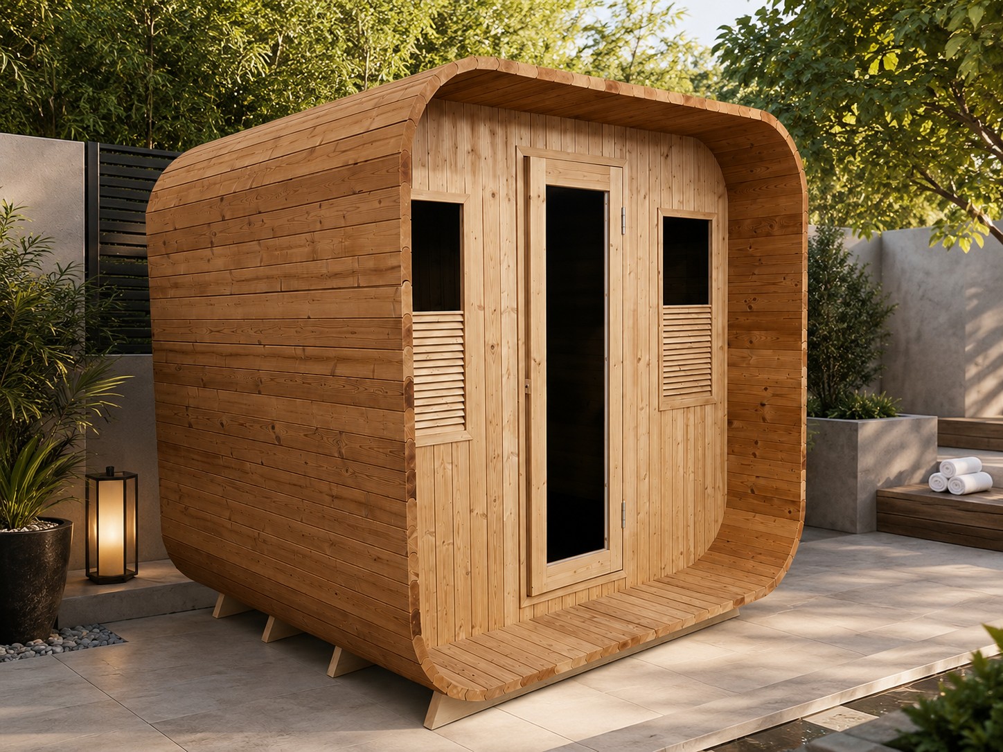 New Pure Canadian Red Cedar Wooden Sauna Outdoor Commercial Sauna Steam Room Kit Set view 03
