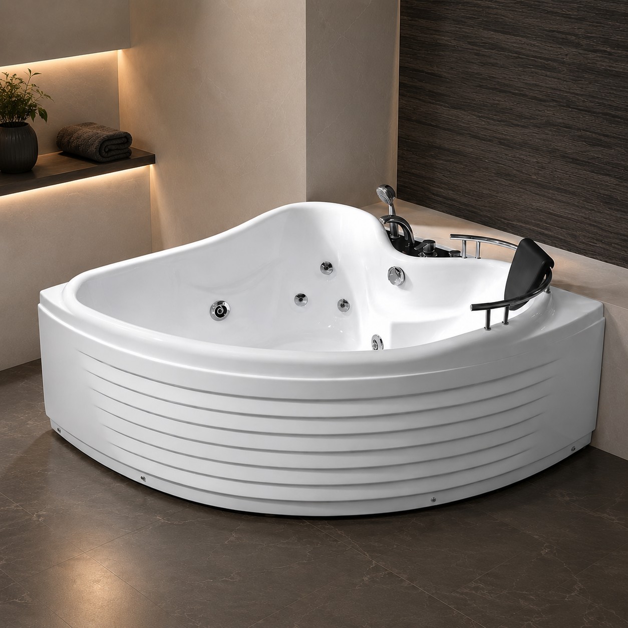 Corner Acrylic Soaking Bathtub view 04