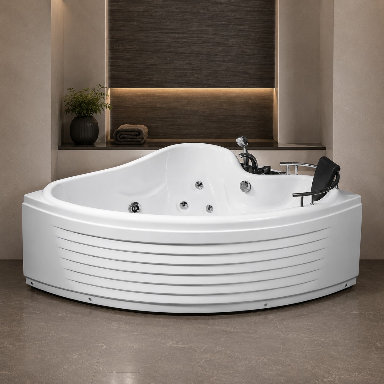 Corner Acrylic Soaking Bathtub view 05