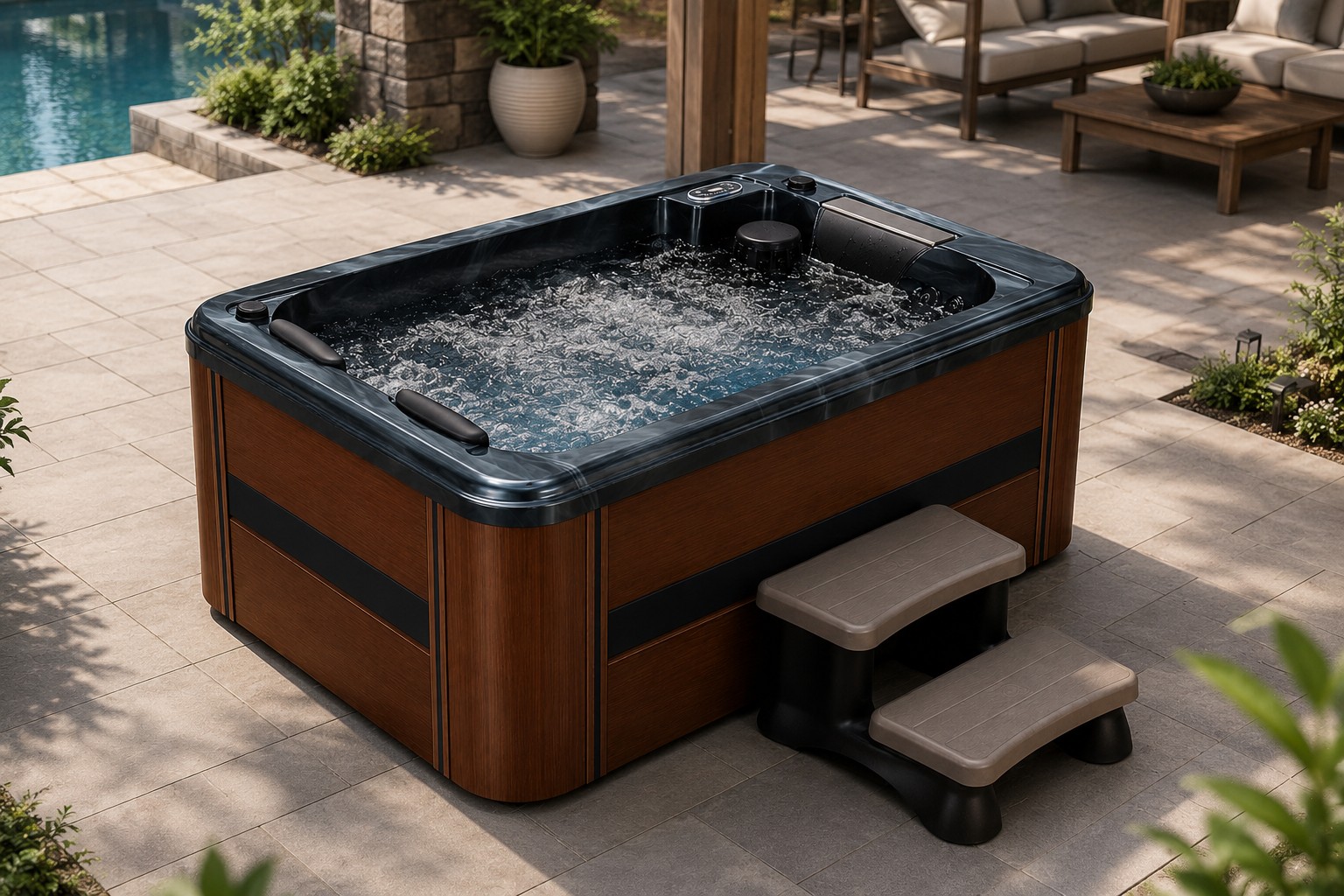 Outdoor Freestanding Spa hot Tub Home Hotel Garden Bathtub view 04