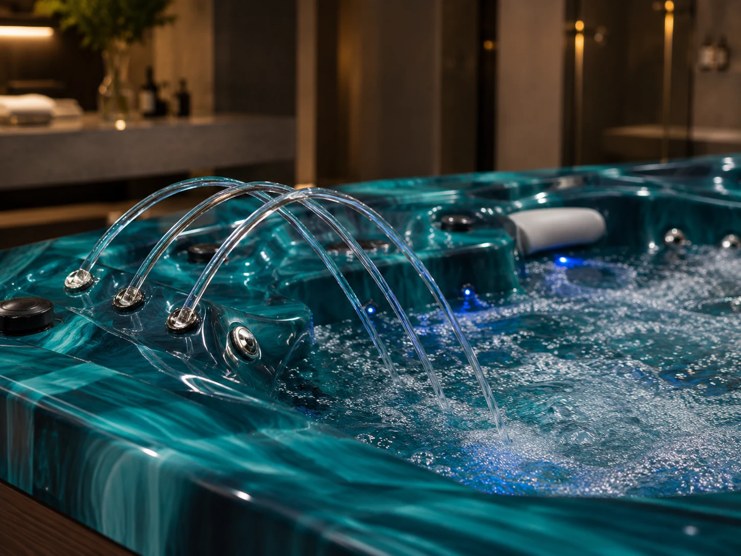 Outdoor Spa Bathtub Whirlpool Square Hot Tub with LED view 04