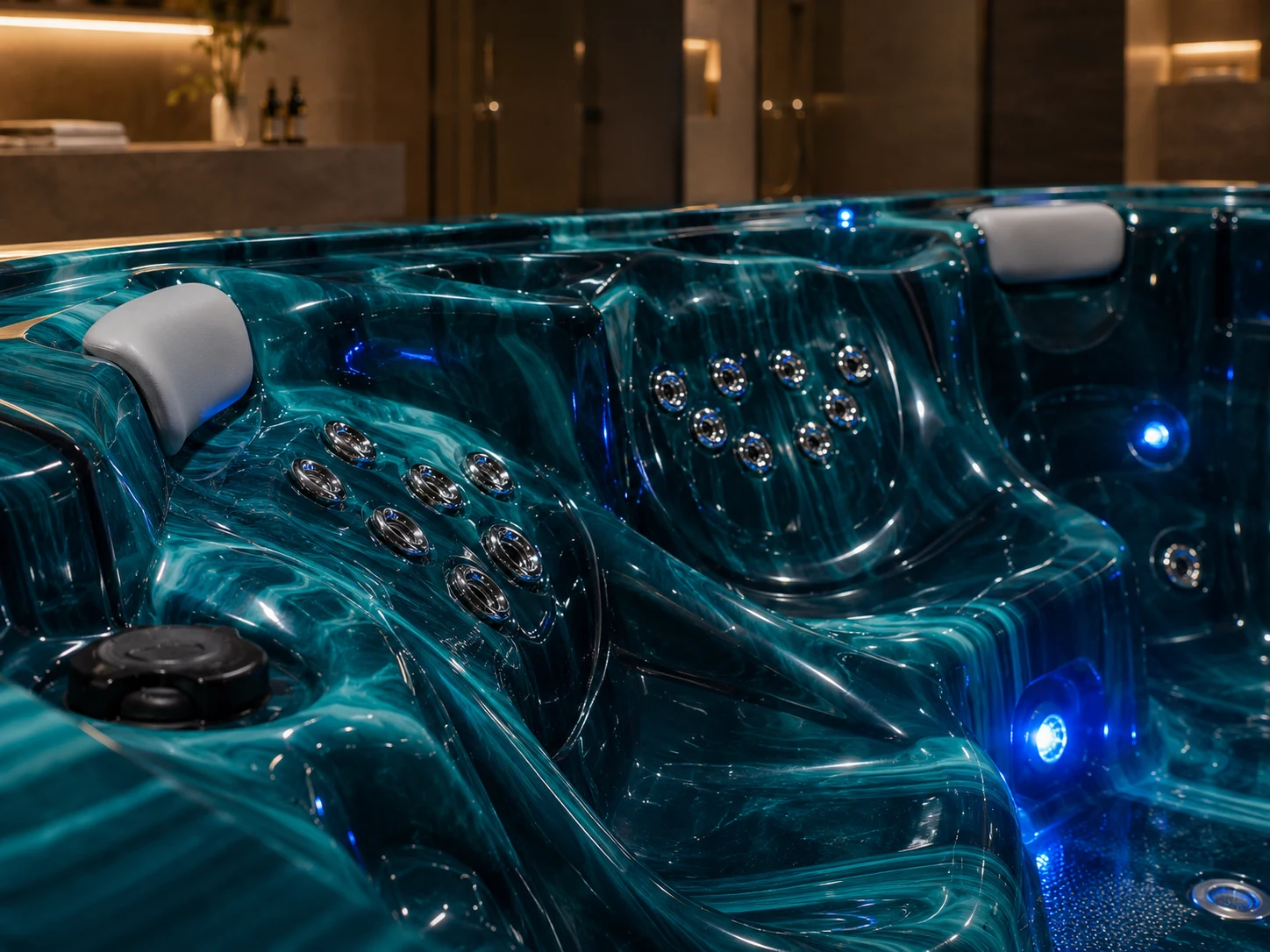 Outdoor Spa Bathtub Whirlpool Square Hot Tub with LED view 05