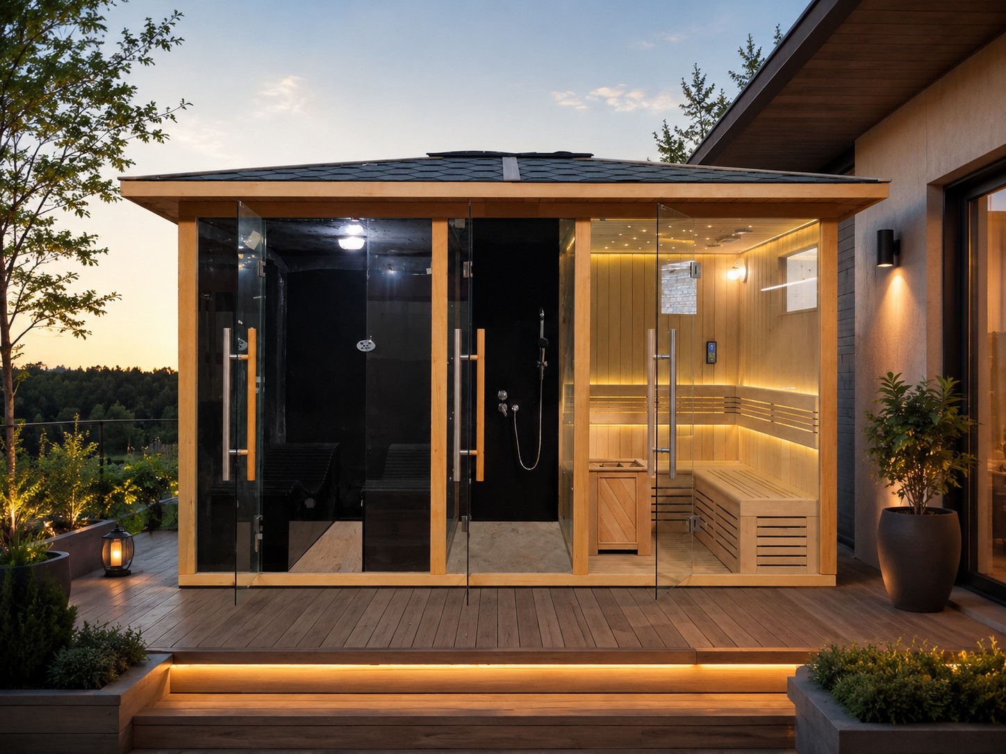 Outdoor wet and wet steamed Sauna house