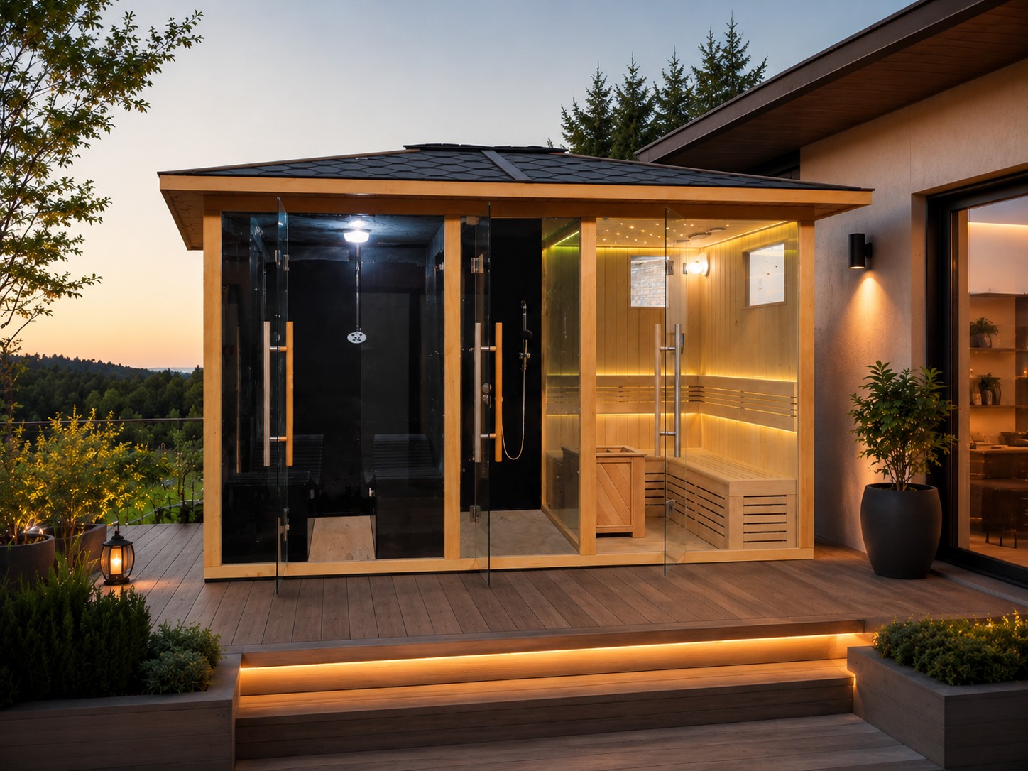 Outdoor wet and wet steamed Sauna house view 02