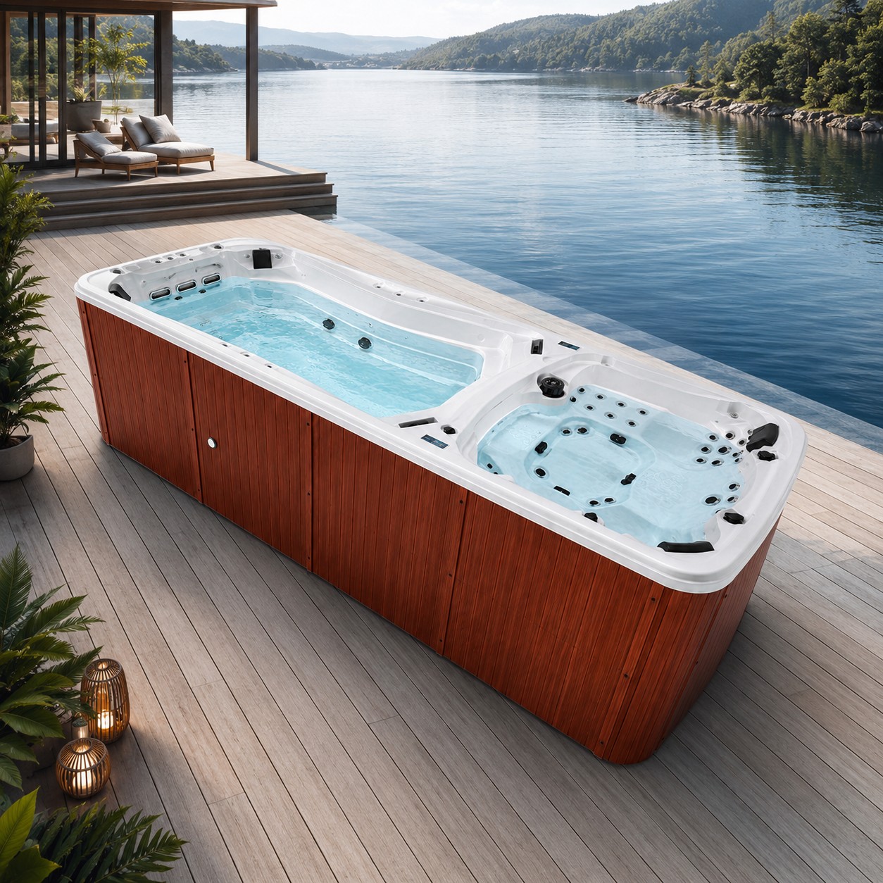 Rectangular Outdoor Whirlpool Swim Spa view 03