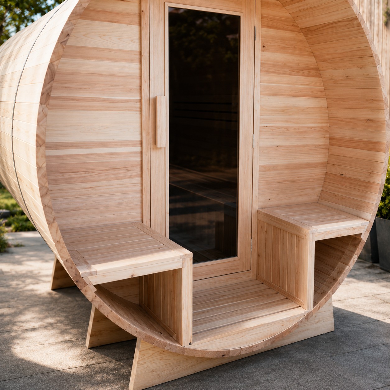 Hemlock Red Cedar Barrel Sauna view 04