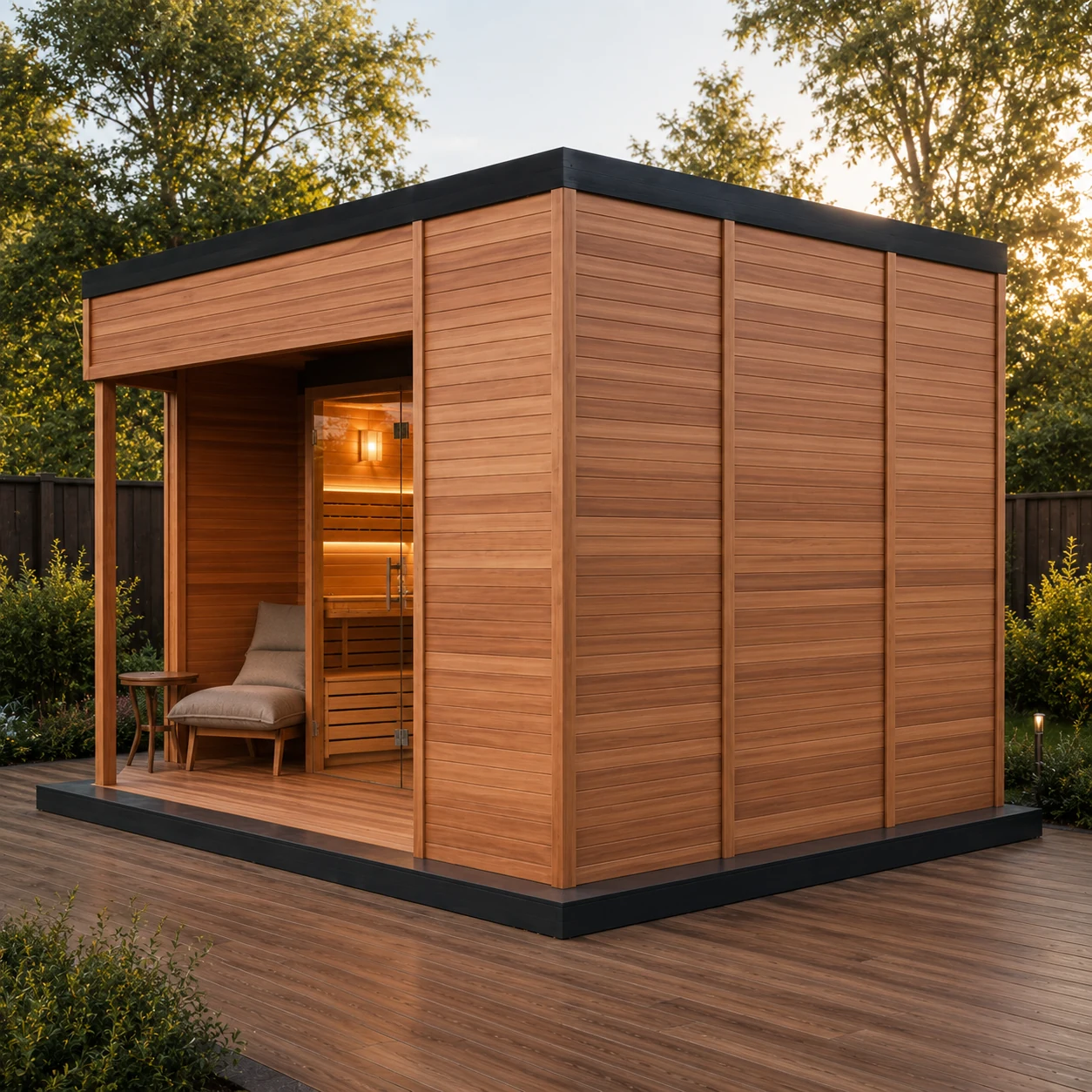 Red Cedar Solid Wood Outdoor Shower Room Sauna House view 03