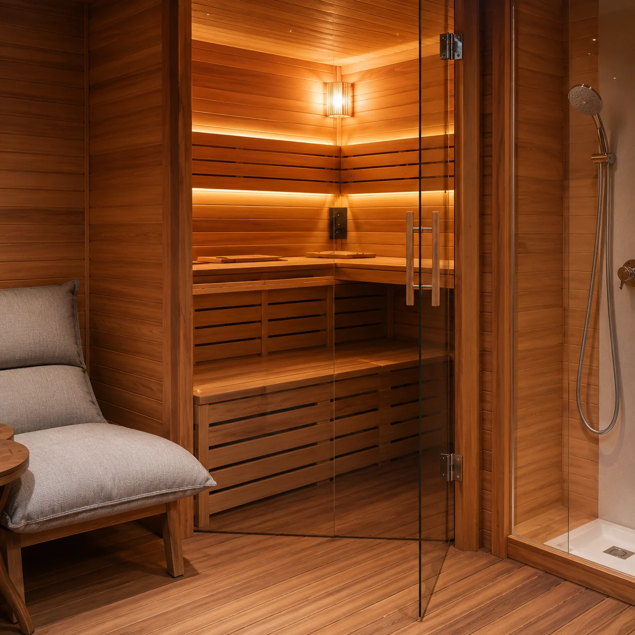 Red Cedar Solid Wood Outdoor Shower Room Sauna House view 04