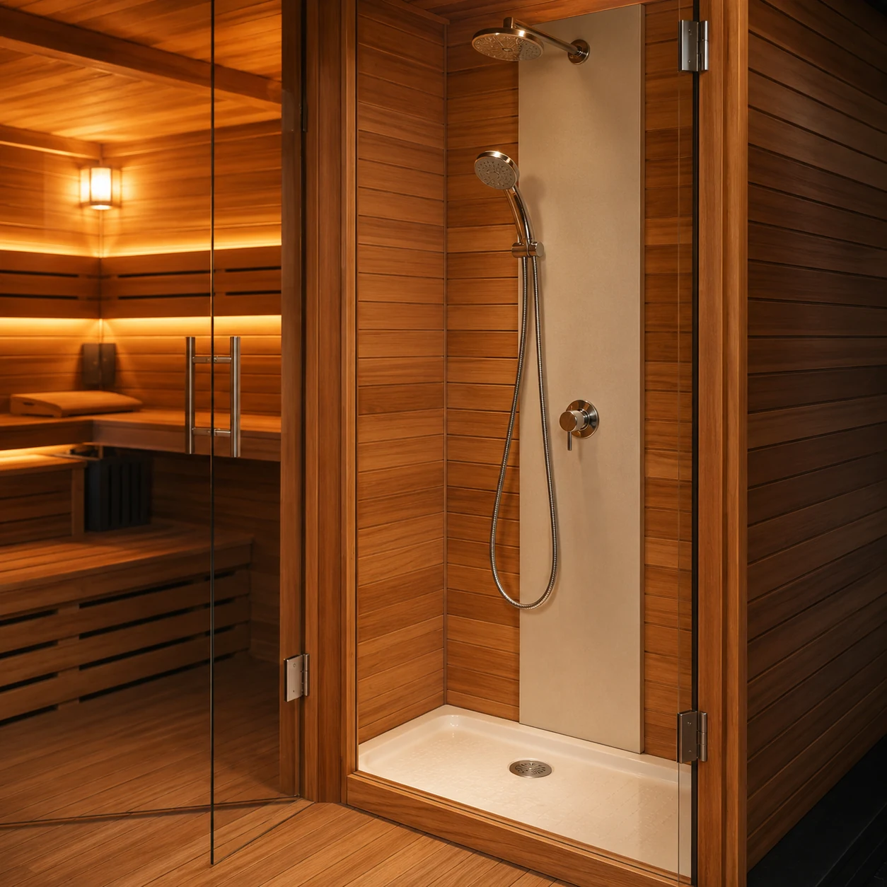 Red Cedar Solid Wood Outdoor Shower Room Sauna House view 05