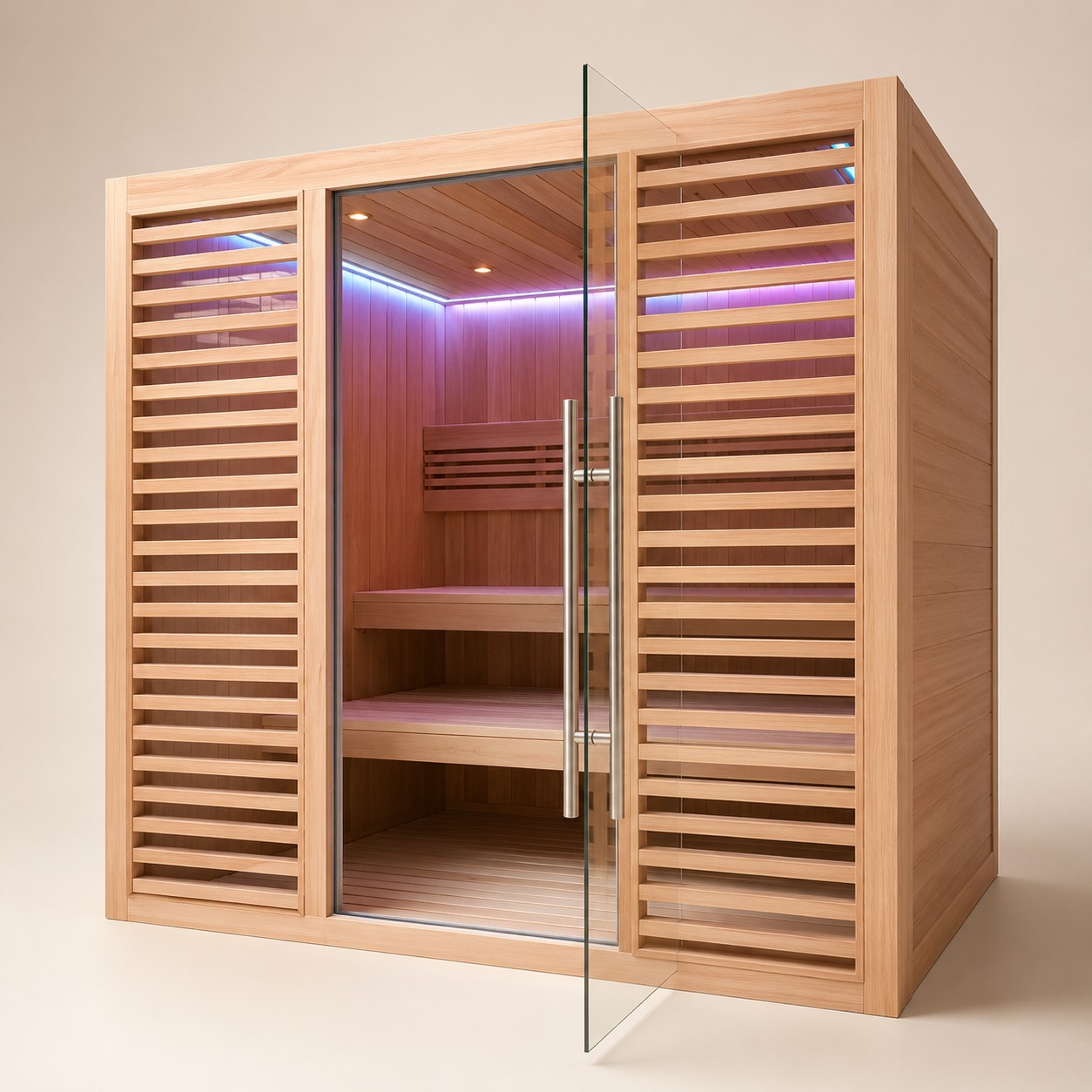 Red Cedar Wood 4 Person Sauna Room Home Dry Steam Outdoor Traditional Sauna view 03