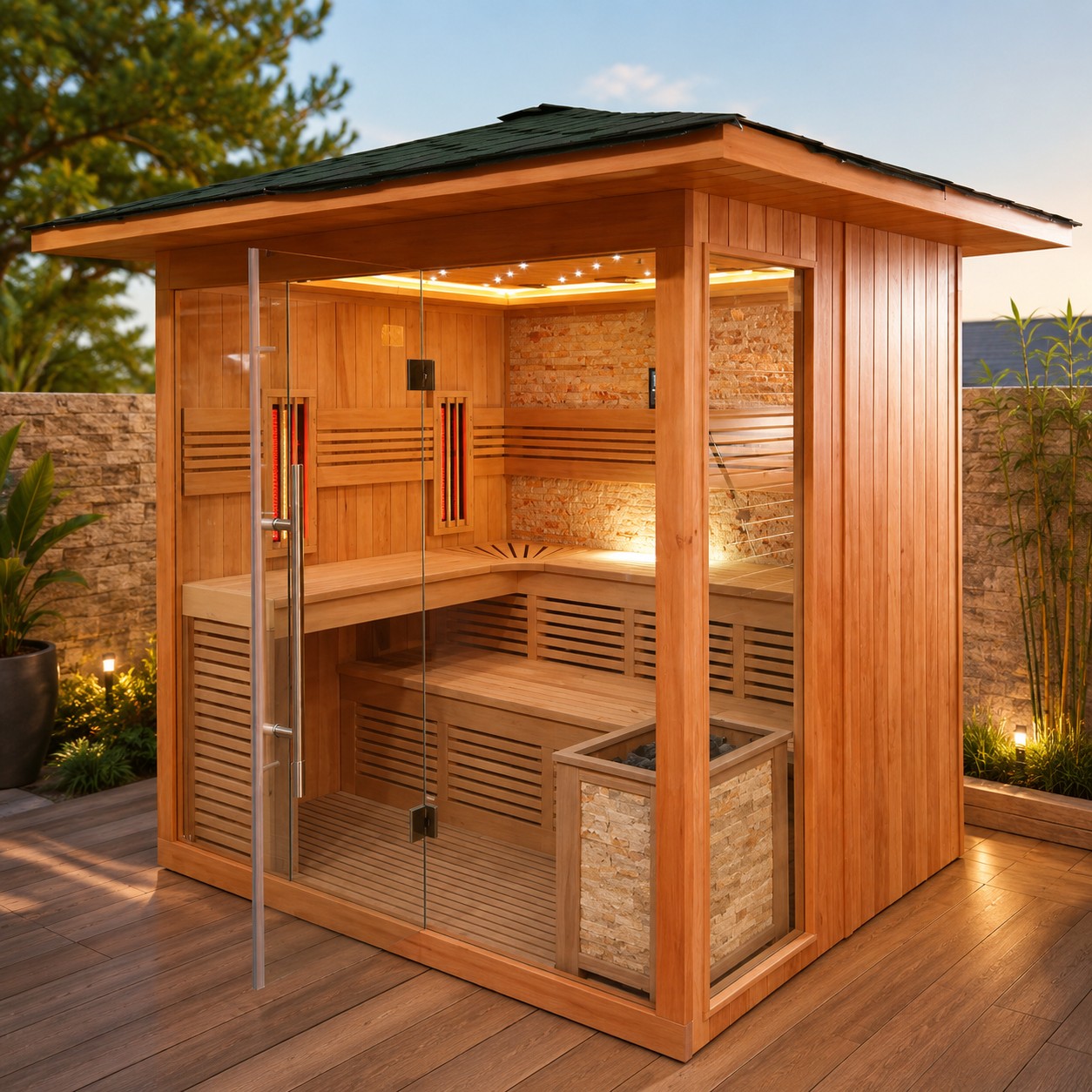 Red Cedar Wooden Tradition Steam Sauna Room for 4-6 Person evidence sheet preview