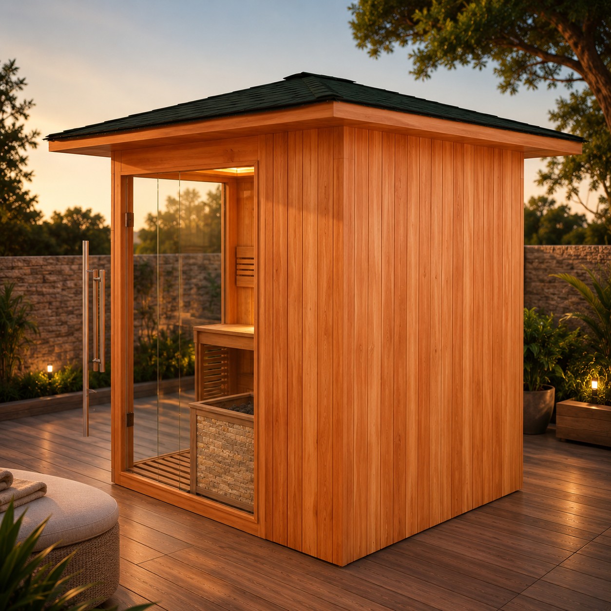 Red Cedar Wooden Tradition Steam Sauna Room for 4-6 Person view 03