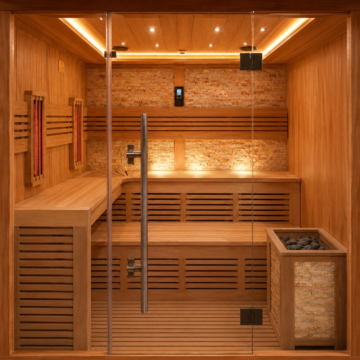 Red Cedar Wooden Tradition Steam Sauna Room for 4-6 Person view 04