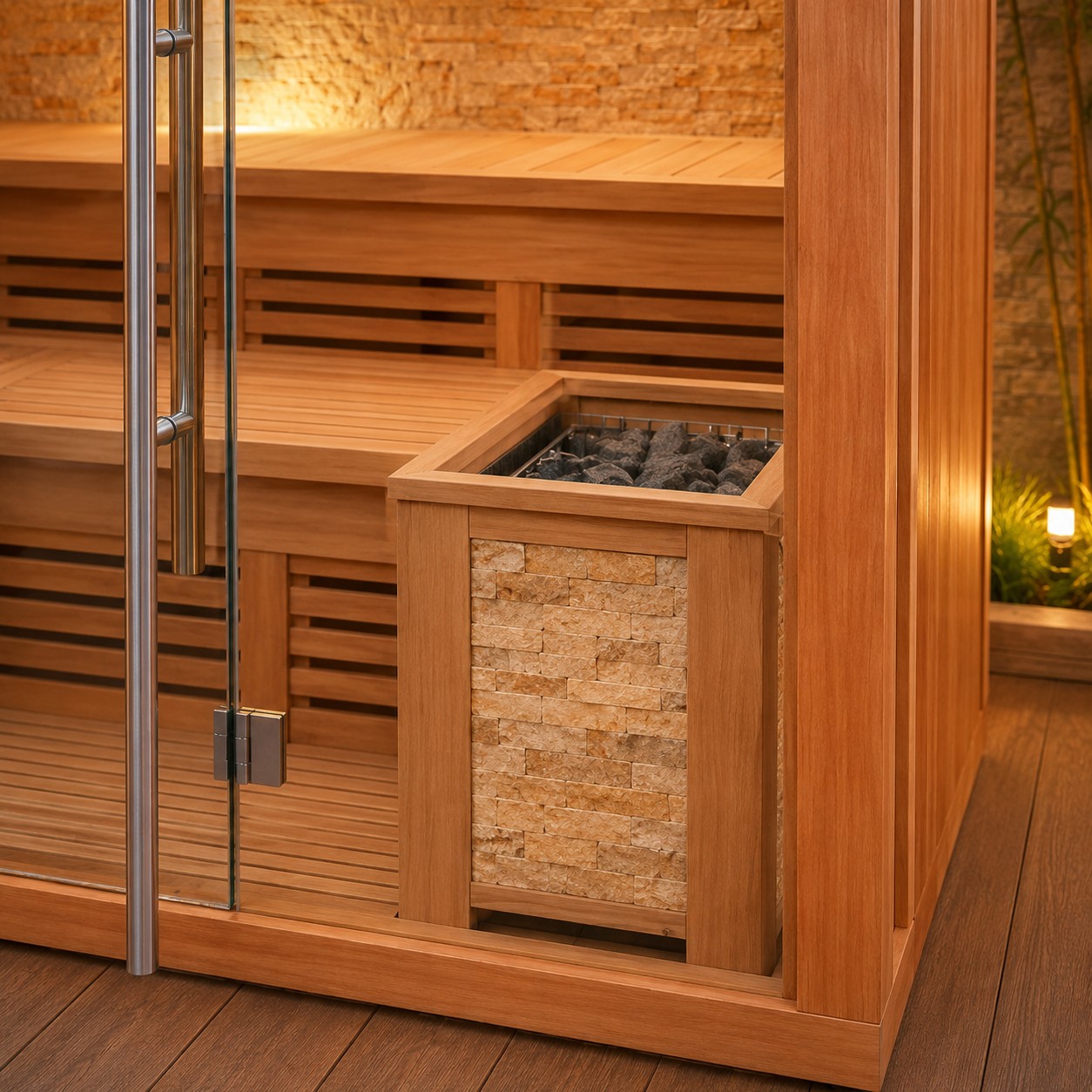Red Cedar Wooden Tradition Steam Sauna Room for 4-6 Person view 06