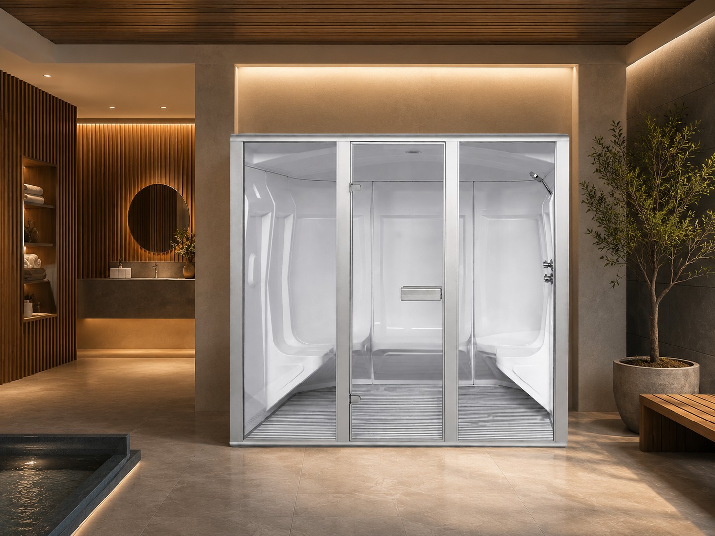 Sauna and Steam Combined Traditional Wet Sauna Room Indoor view 04
