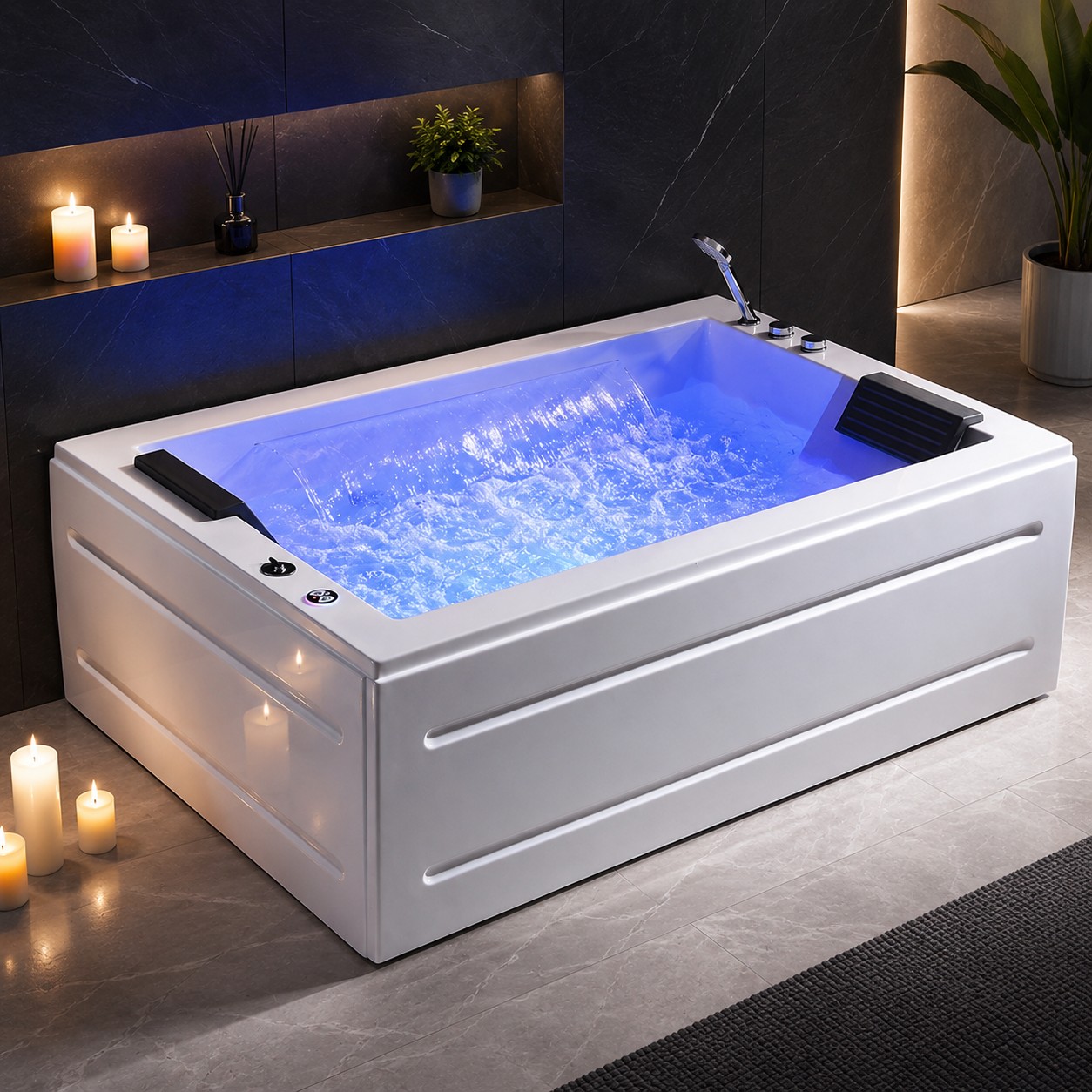 Sk-012 Modern Rectangle Acrylic Spa Bathtub with Whirlpool Eco-Friendly Features Customizable Installation