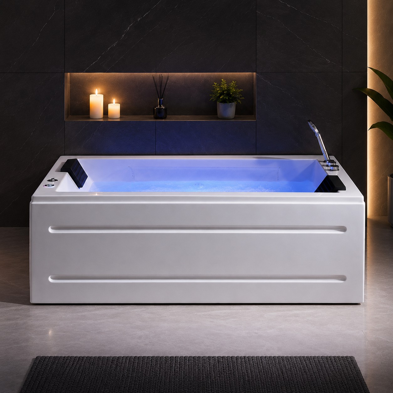 Sk-012 Modern Rectangle Acrylic Spa Bathtub with Whirlpool Eco-Friendly Features Customizable Installation view 02