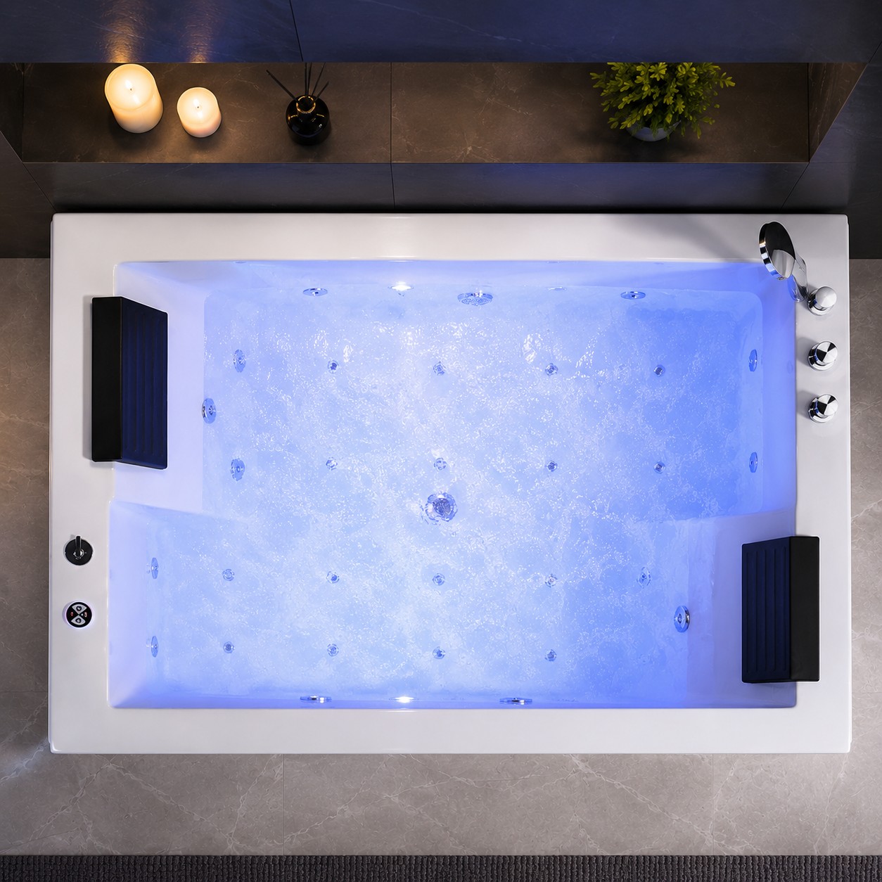 Sk-012 Modern Rectangle Acrylic Spa Bathtub with Whirlpool Eco-Friendly Features Customizable Installation view 03