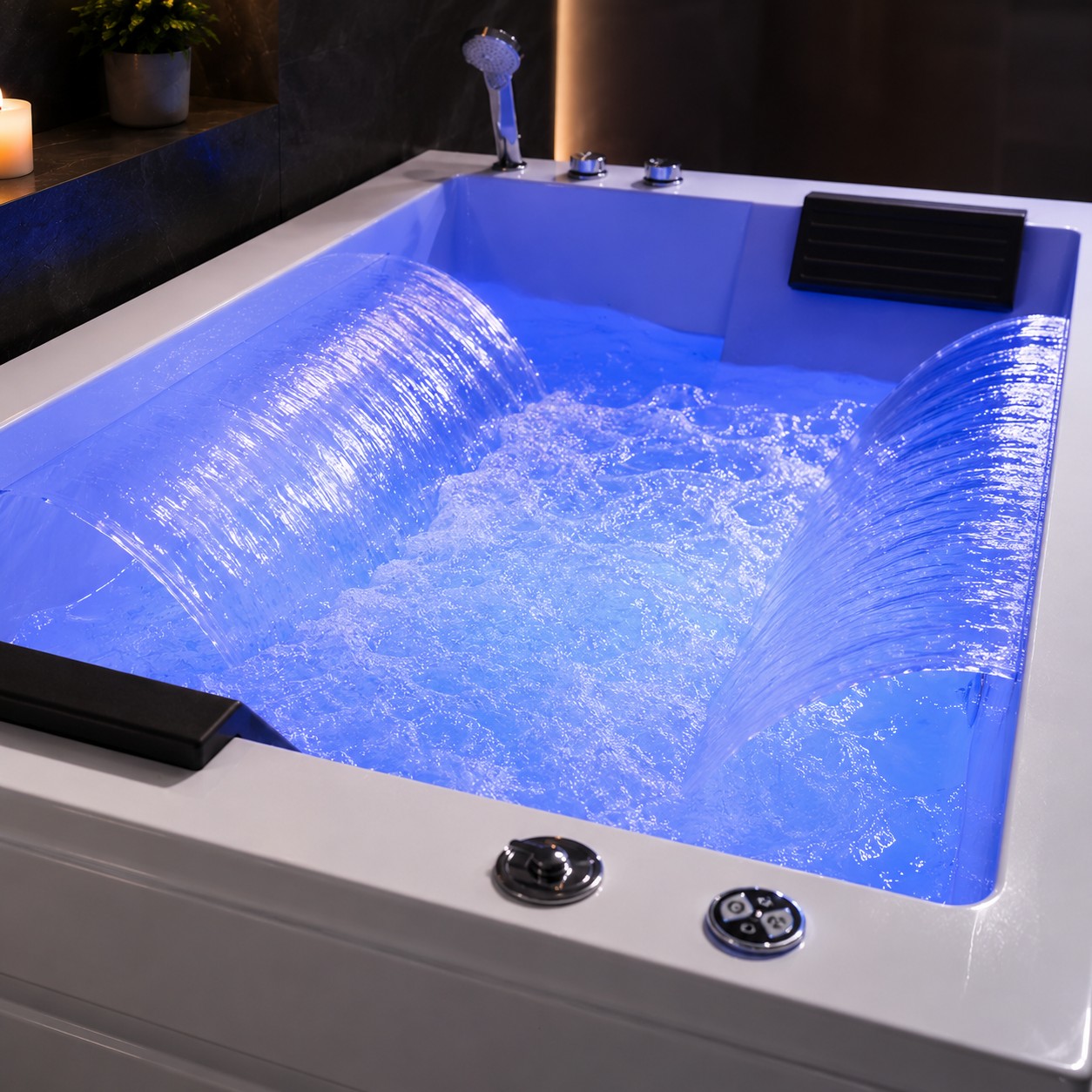 Sk-012 Modern Rectangle Acrylic Spa Bathtub with Whirlpool Eco-Friendly Features Customizable Installation view 04