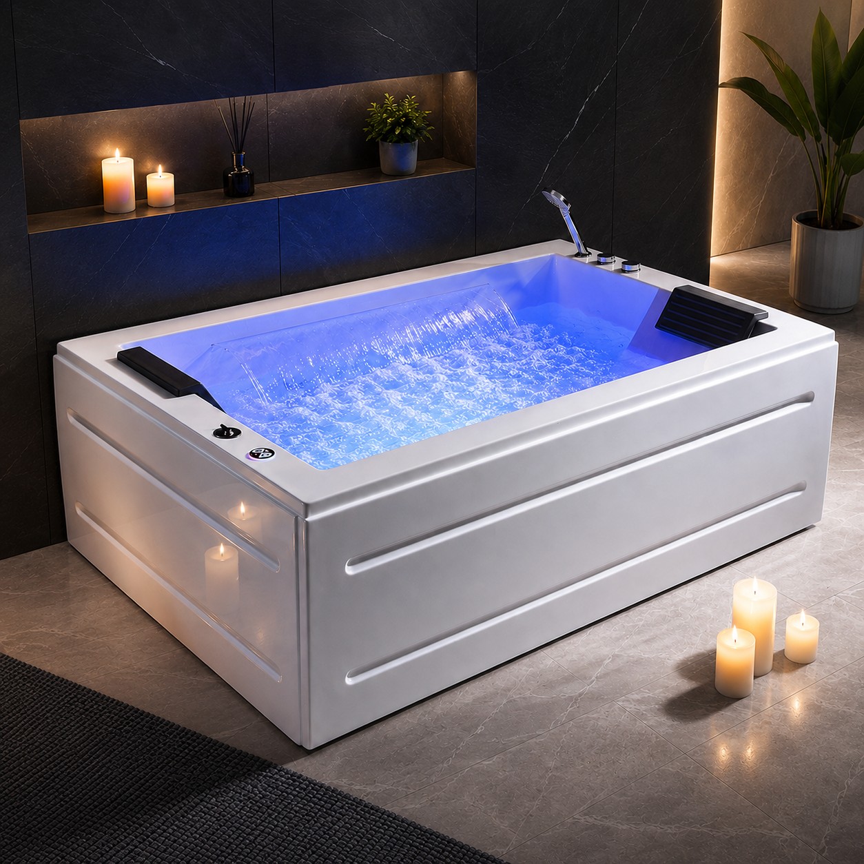 Sk-012 Modern Rectangle Acrylic Spa Bathtub with Whirlpool Eco-Friendly Features Customizable Installation view 05