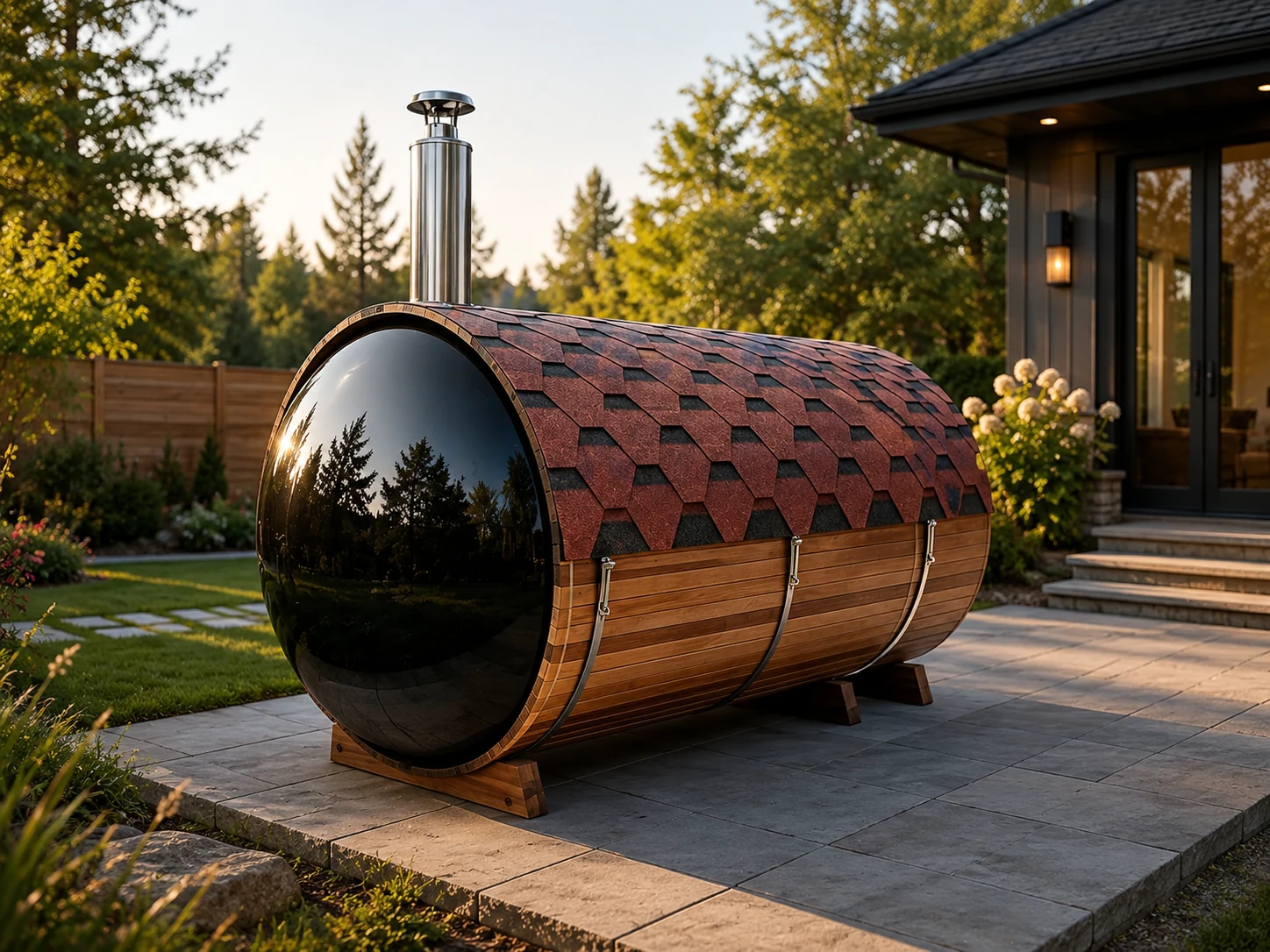 SK-306 Outdoor Barrel Sauna Cabin view 05