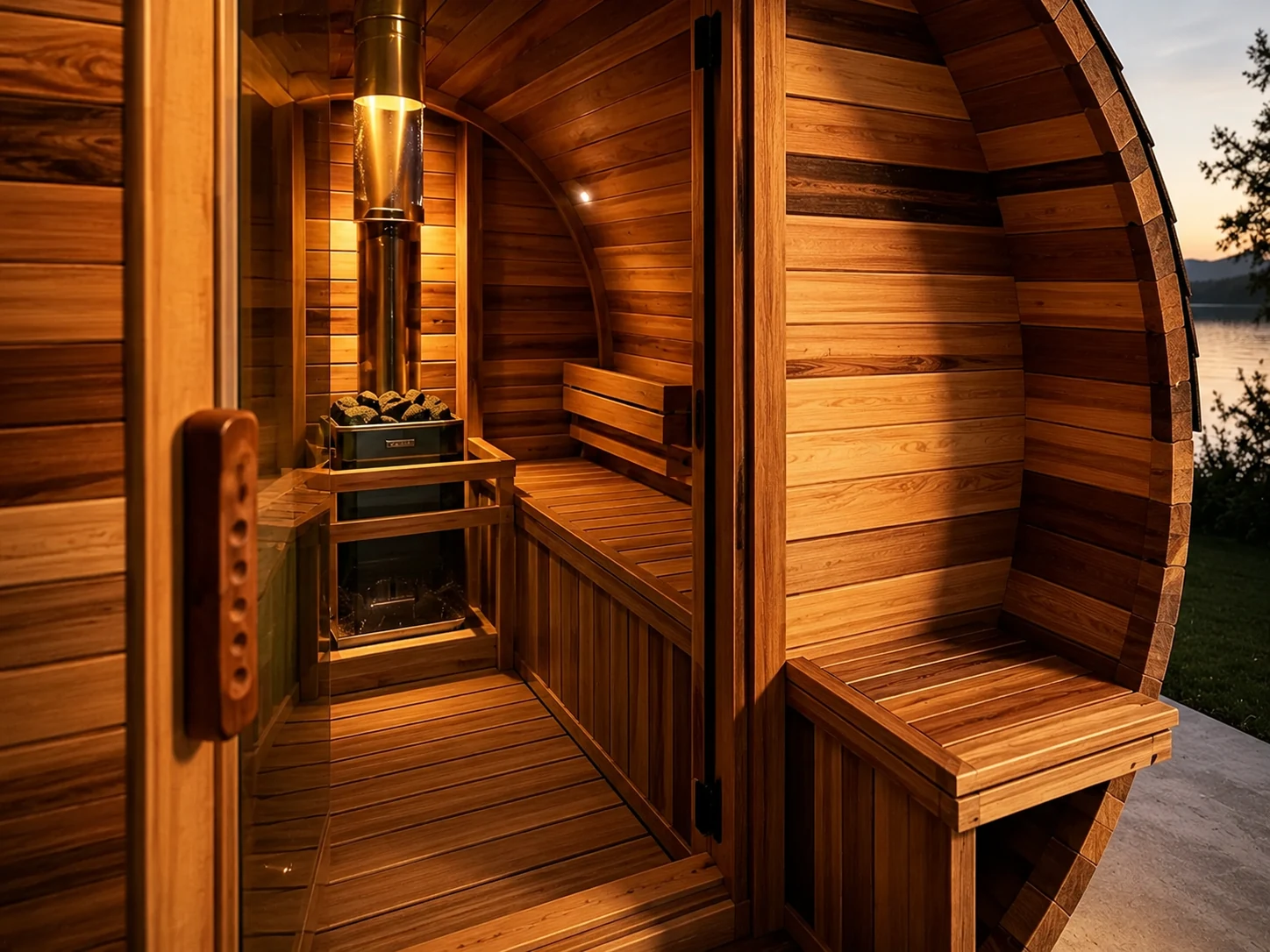 SK-306 Outdoor Barrel Sauna Cabin view 06