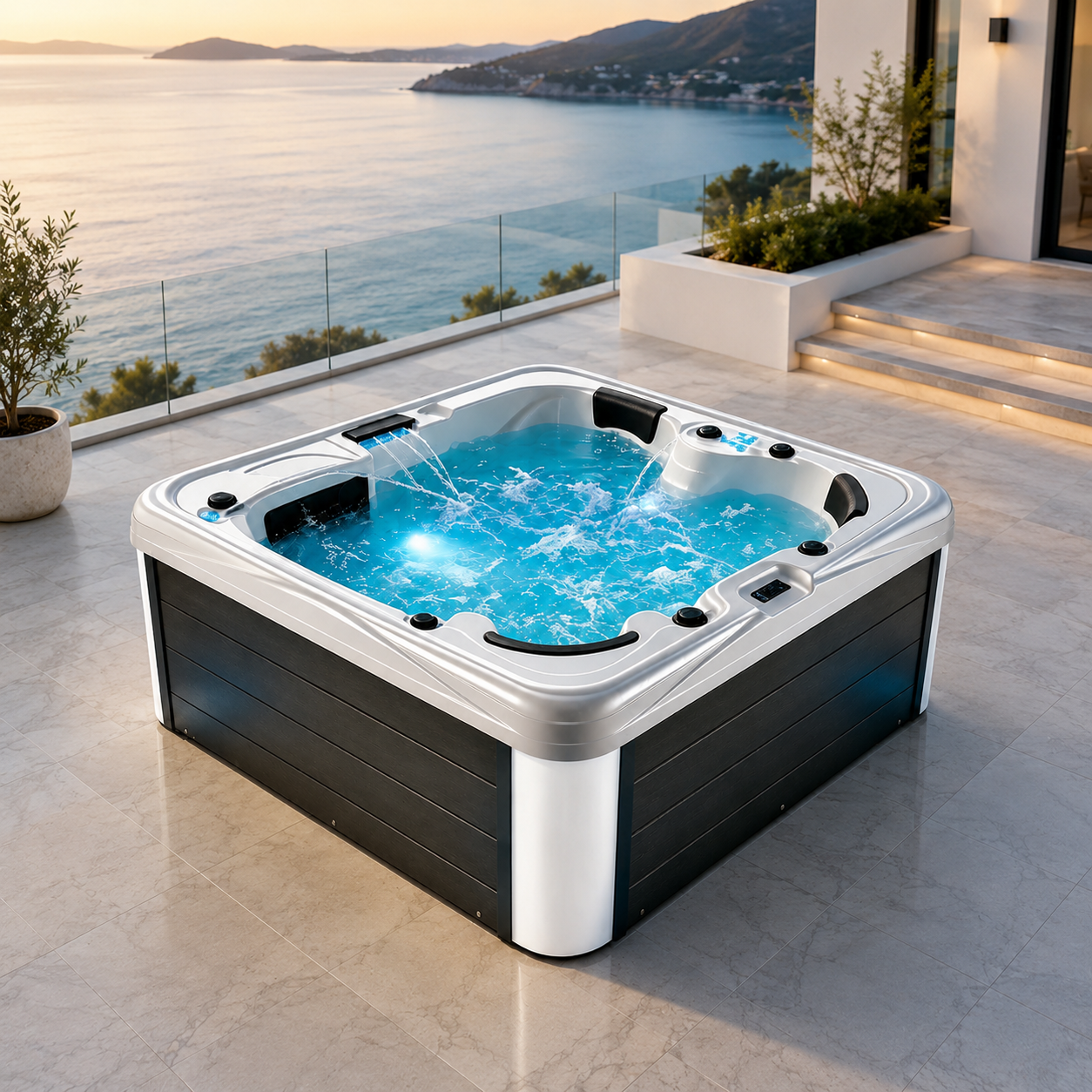 square Acrylic Spa Bathtub with 51 Jets Balboa Control Soaking Feature view 05