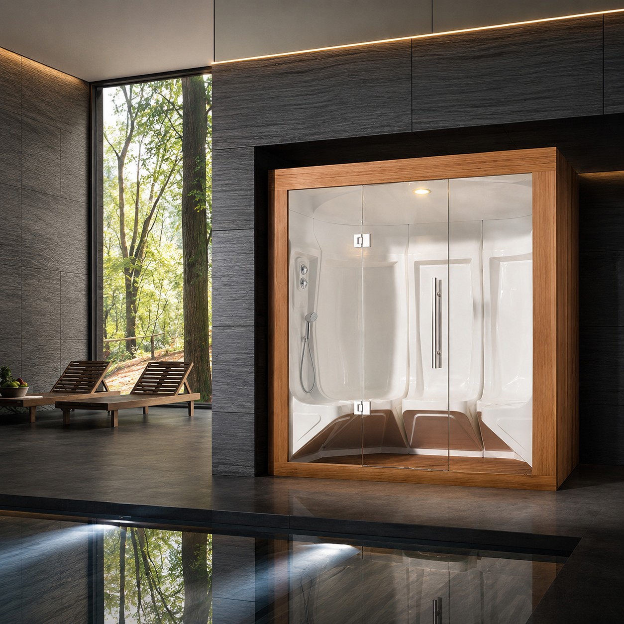 Traditional Dry Steam Sauna Custom Indoor Luxury Rock Salt Sauna Steam Room, Led Star Lights Corner Sauna